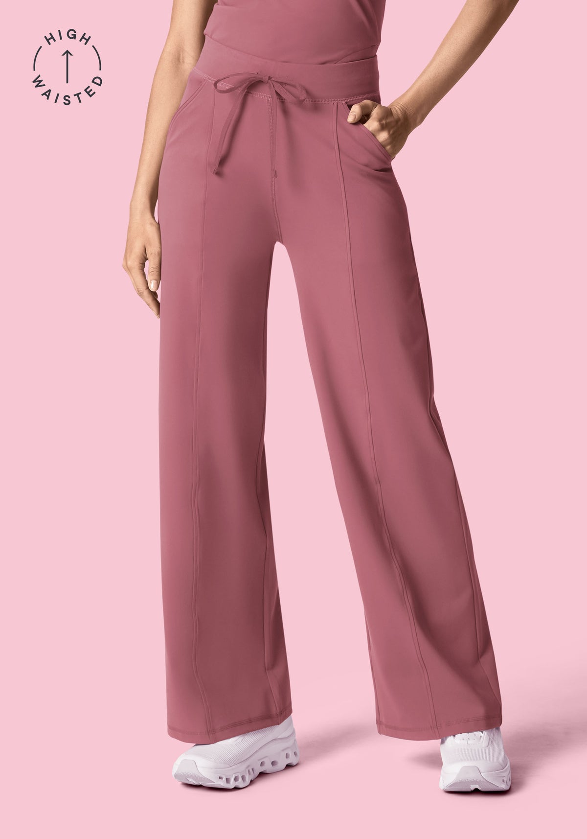 Soft Stretch High Waisted Wide Leg Mauve