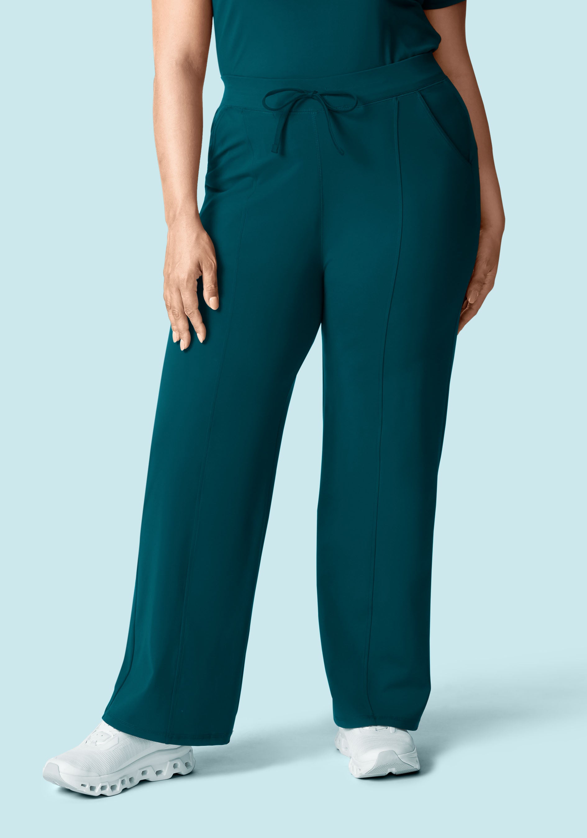 Soft Stretch High Waisted Wide Leg Caribbean Blue