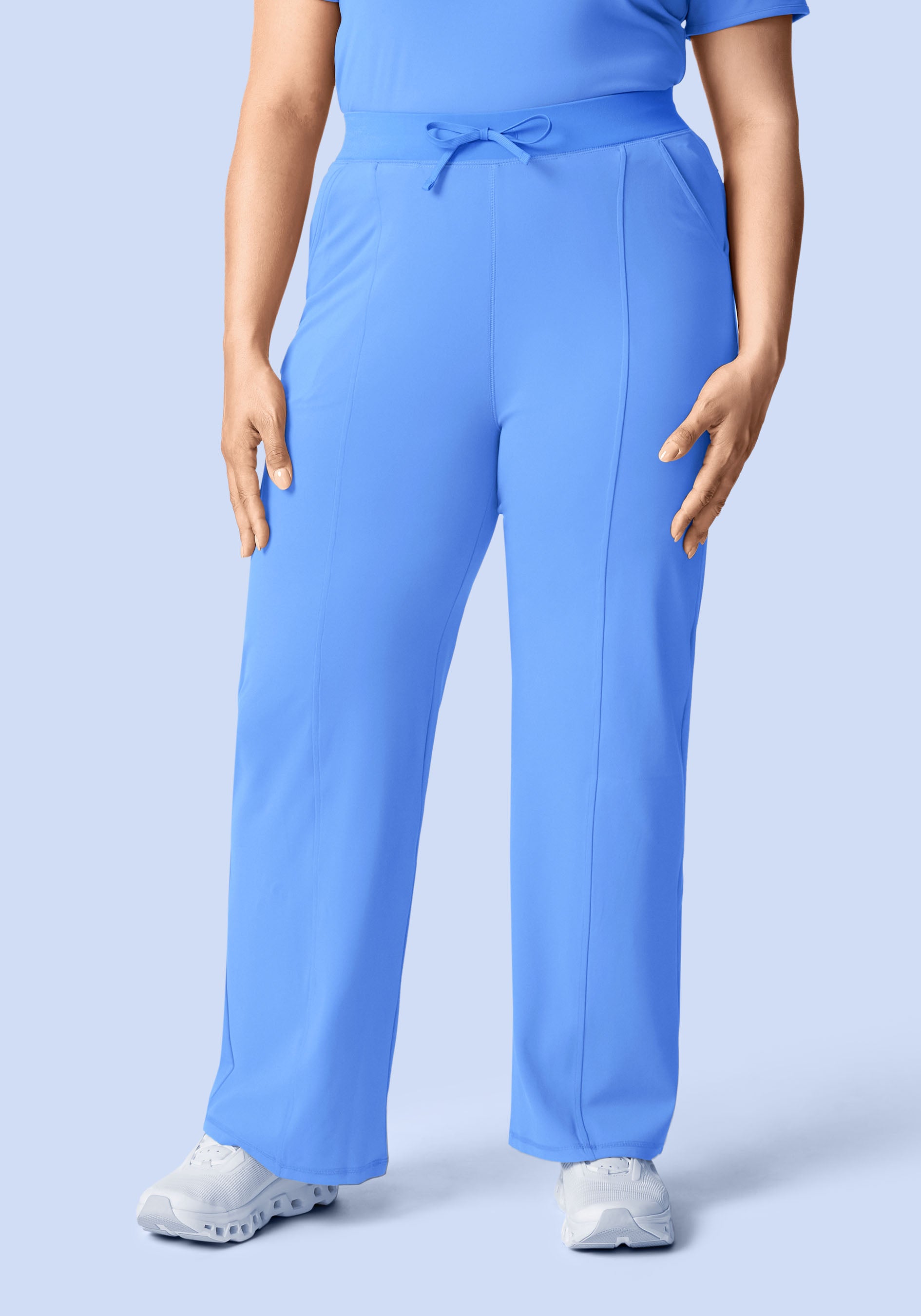 Soft Stretch High Waisted Wide Leg Ceil Blue