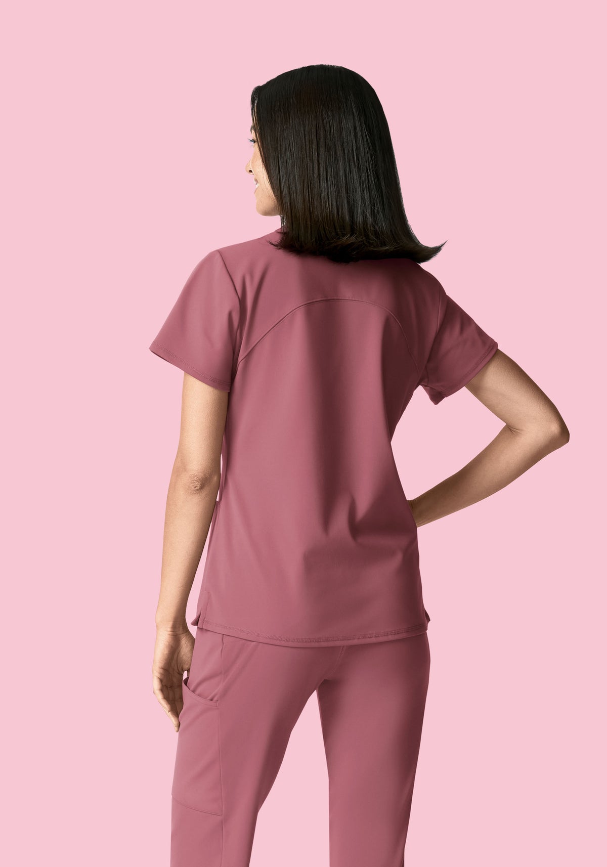 Soft Stretch V-Neck Top Mauve