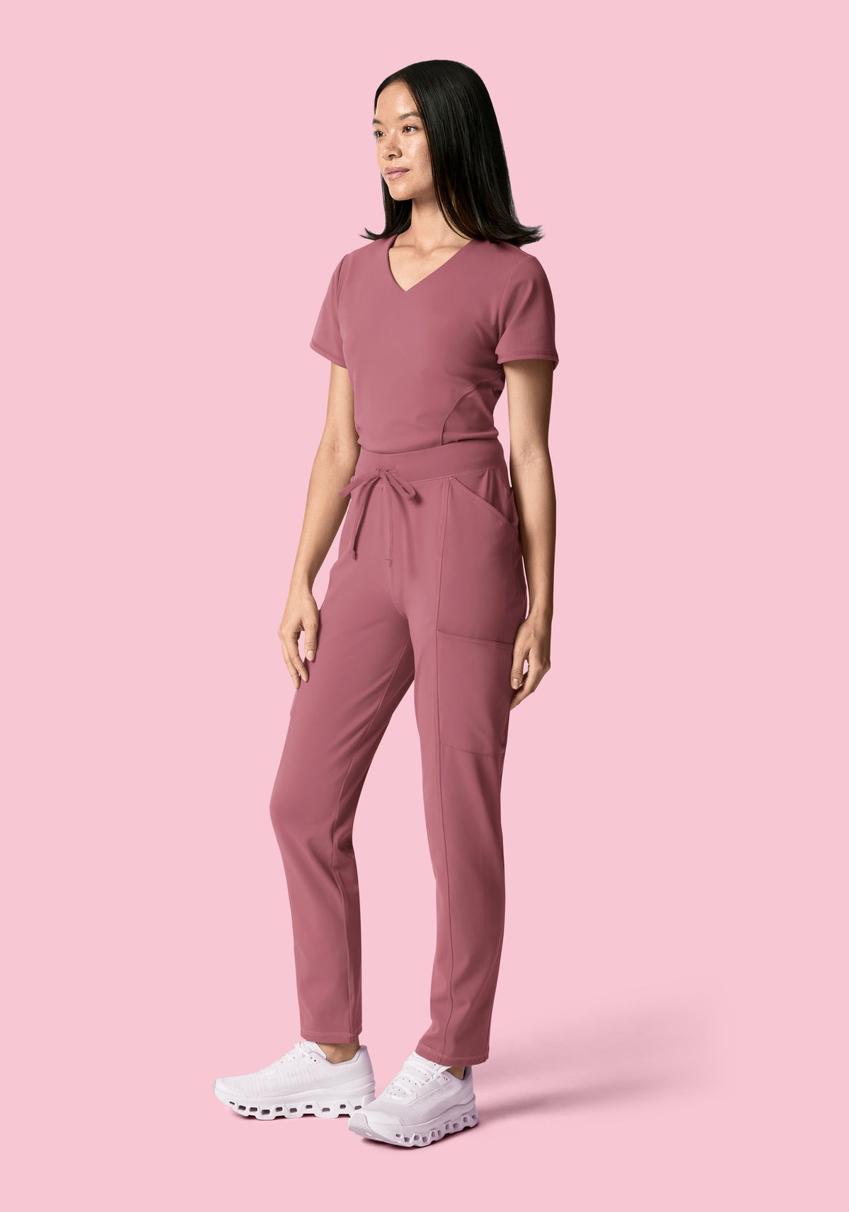 Soft Stretch V-Neck Top Mauve