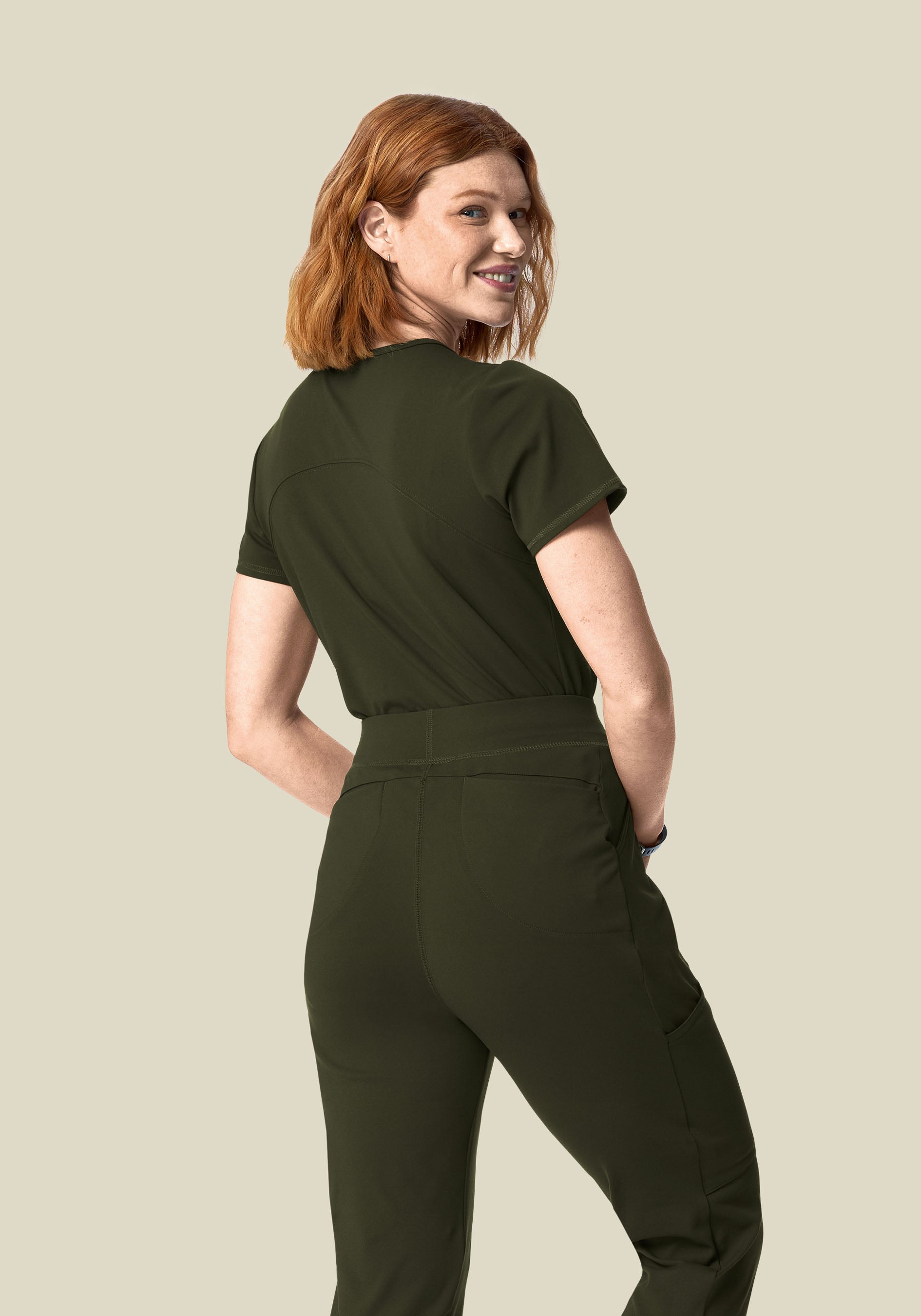 Soft Stretch V-Neck Top Olive