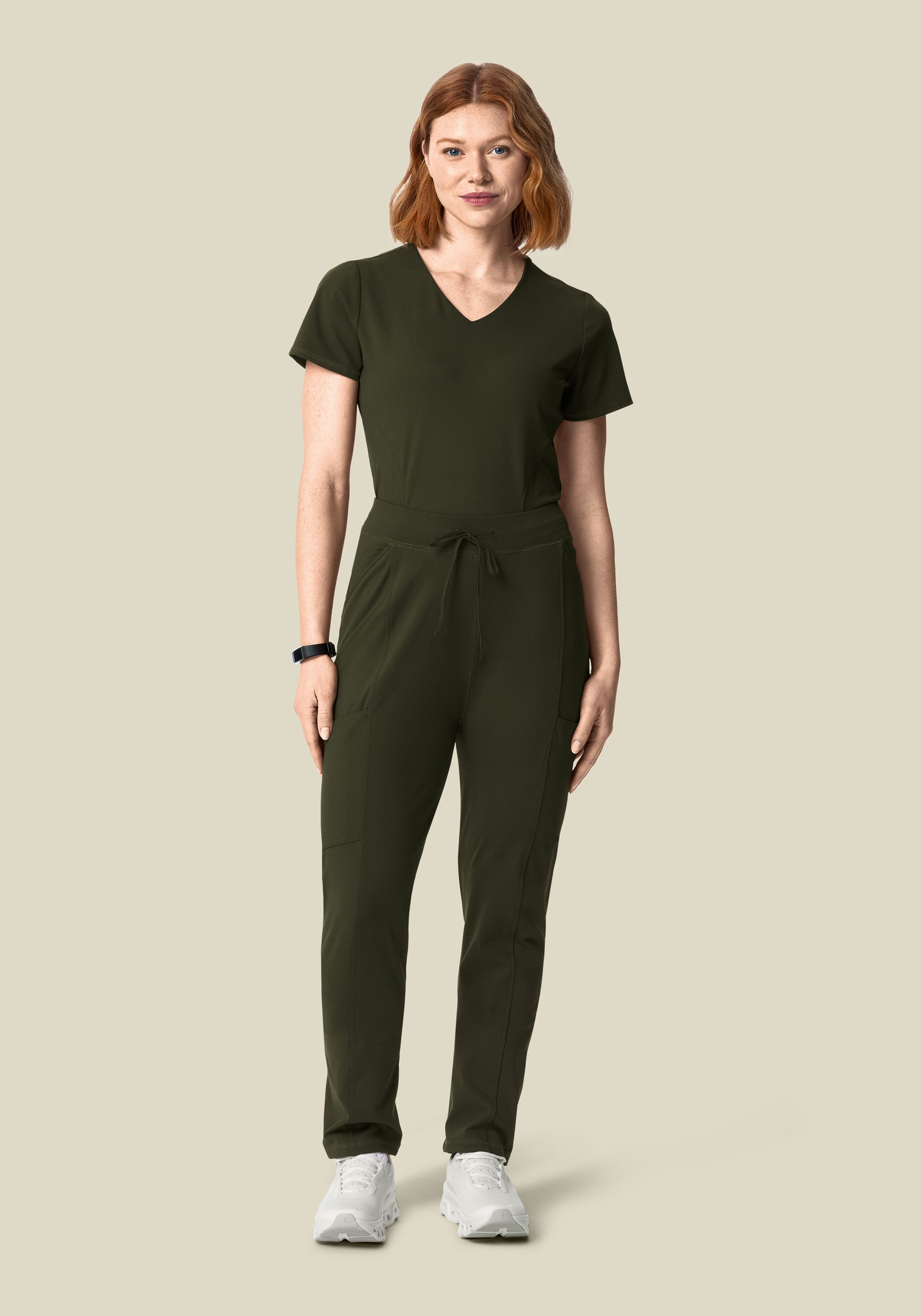 Soft Stretch V-Neck Top Olive