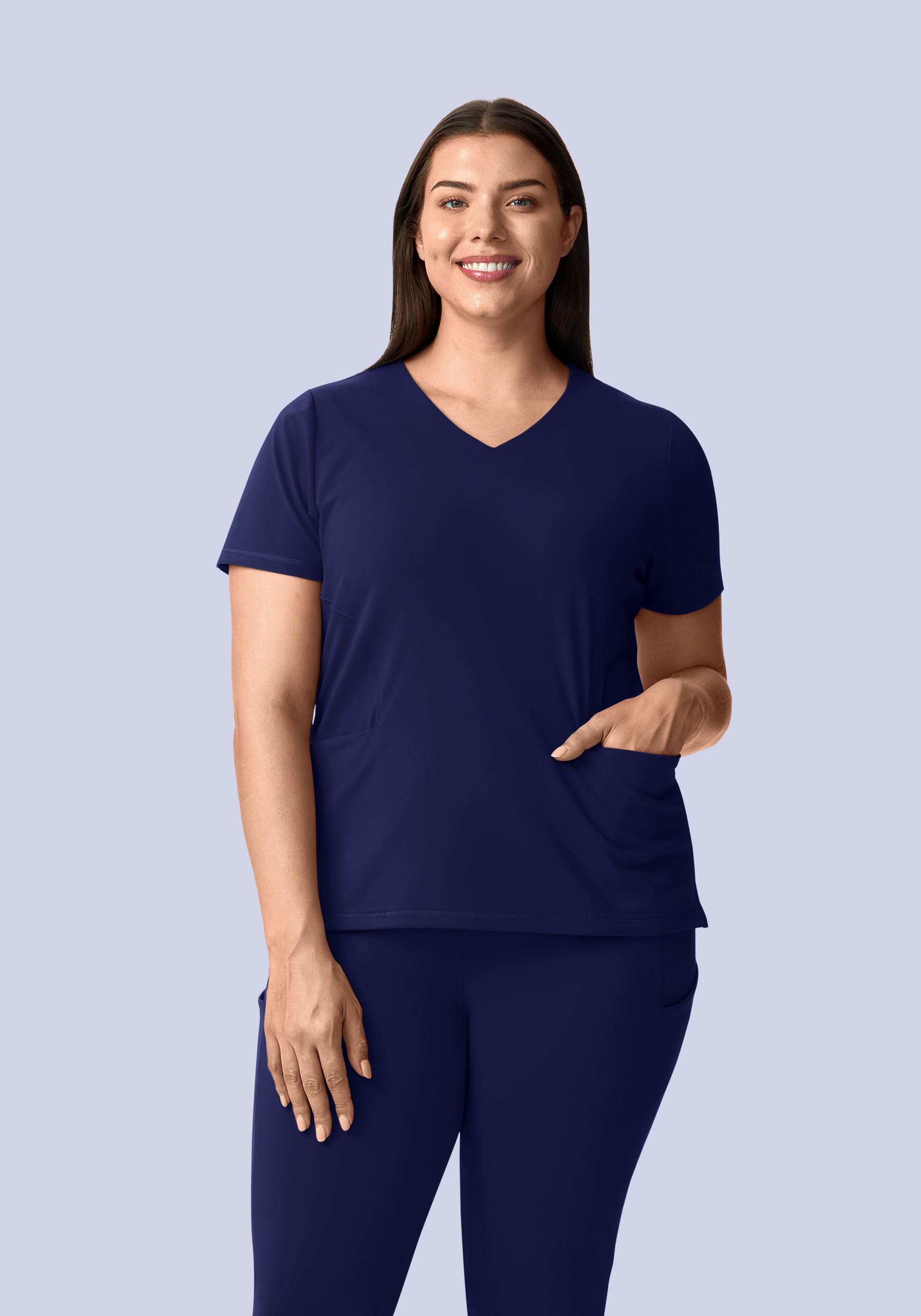 Soft Stretch V-Neck Top Navy