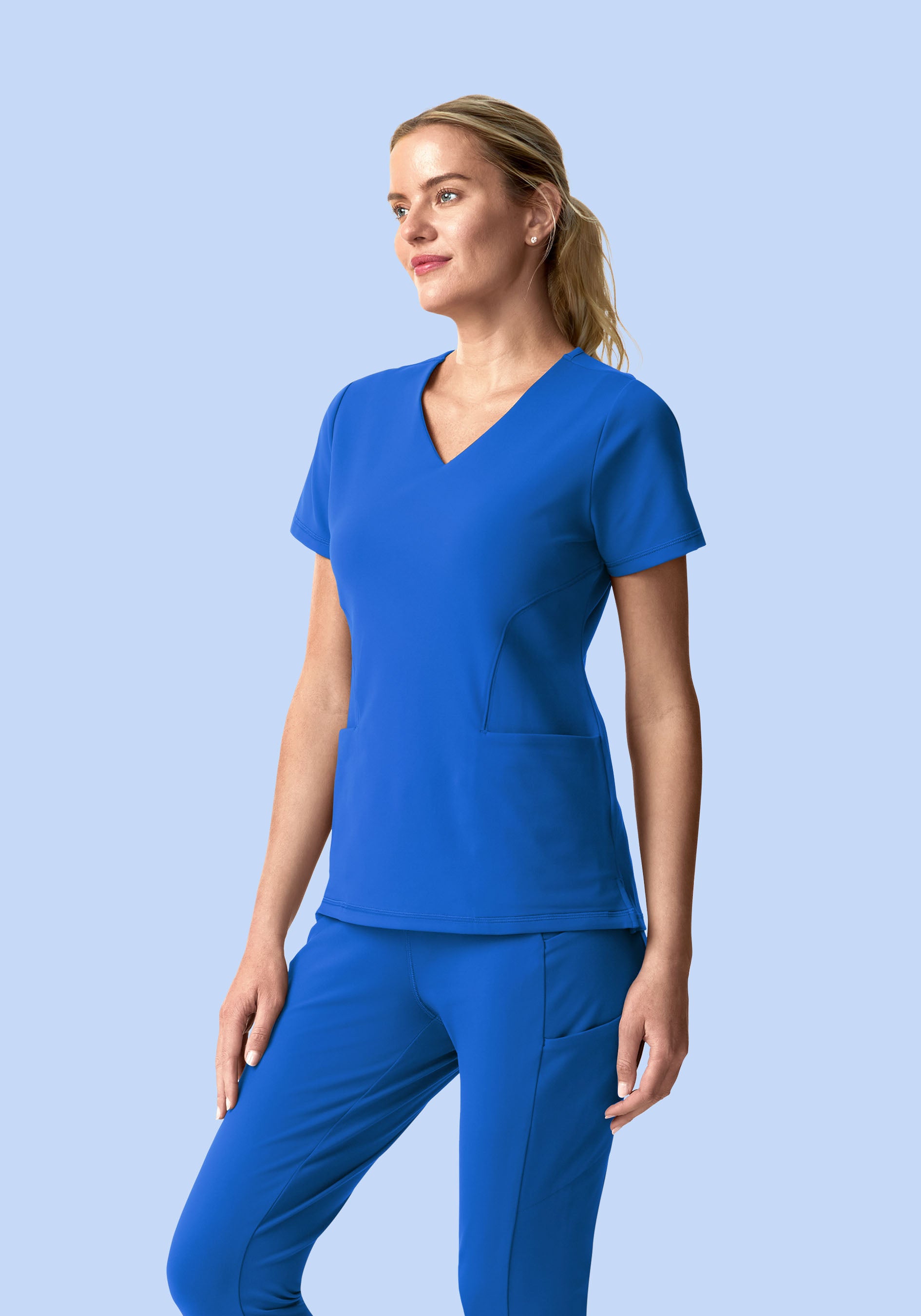 Soft Stretch V-Neck Top Royal Blue