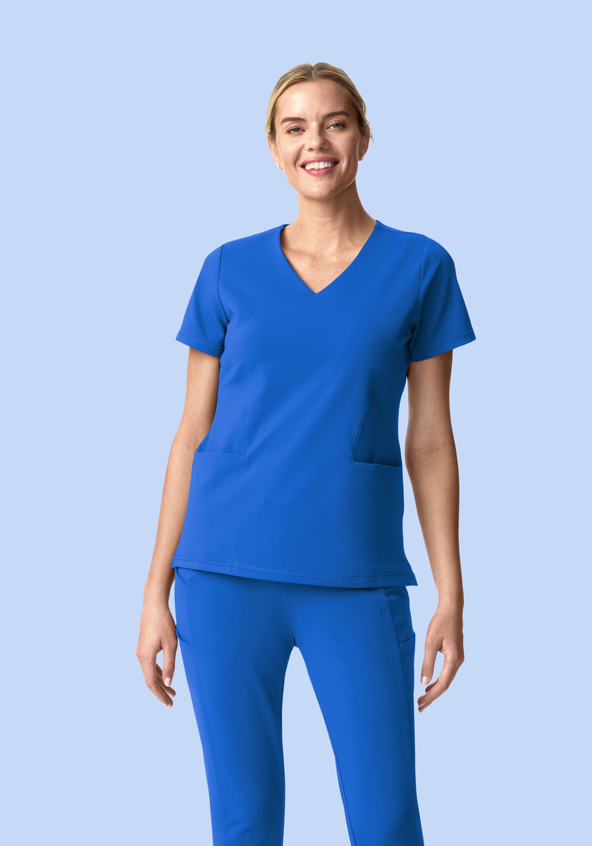 Soft Stretch V-Neck Top Royal Blue