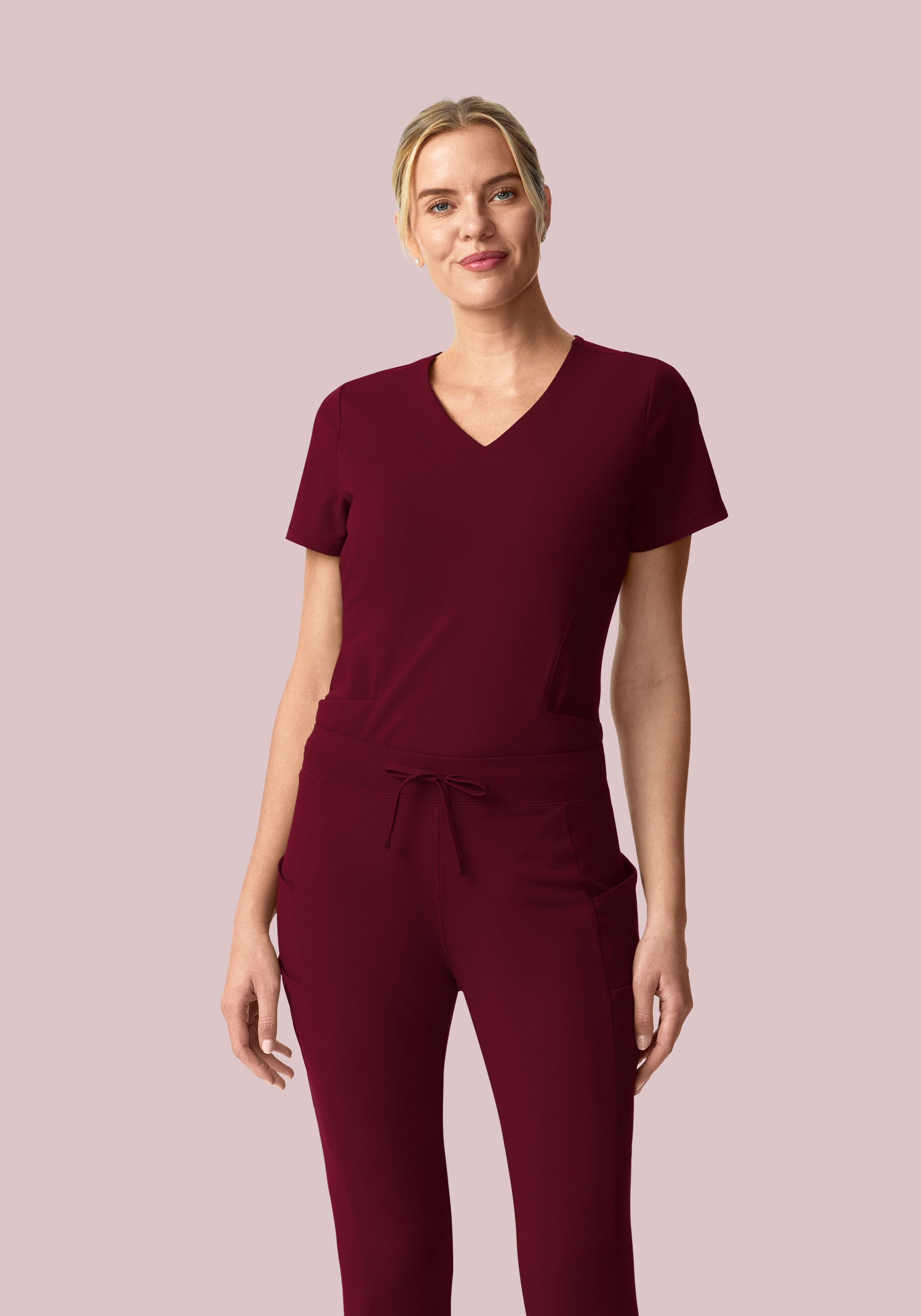 Soft Stretch V-Neck Top Wine