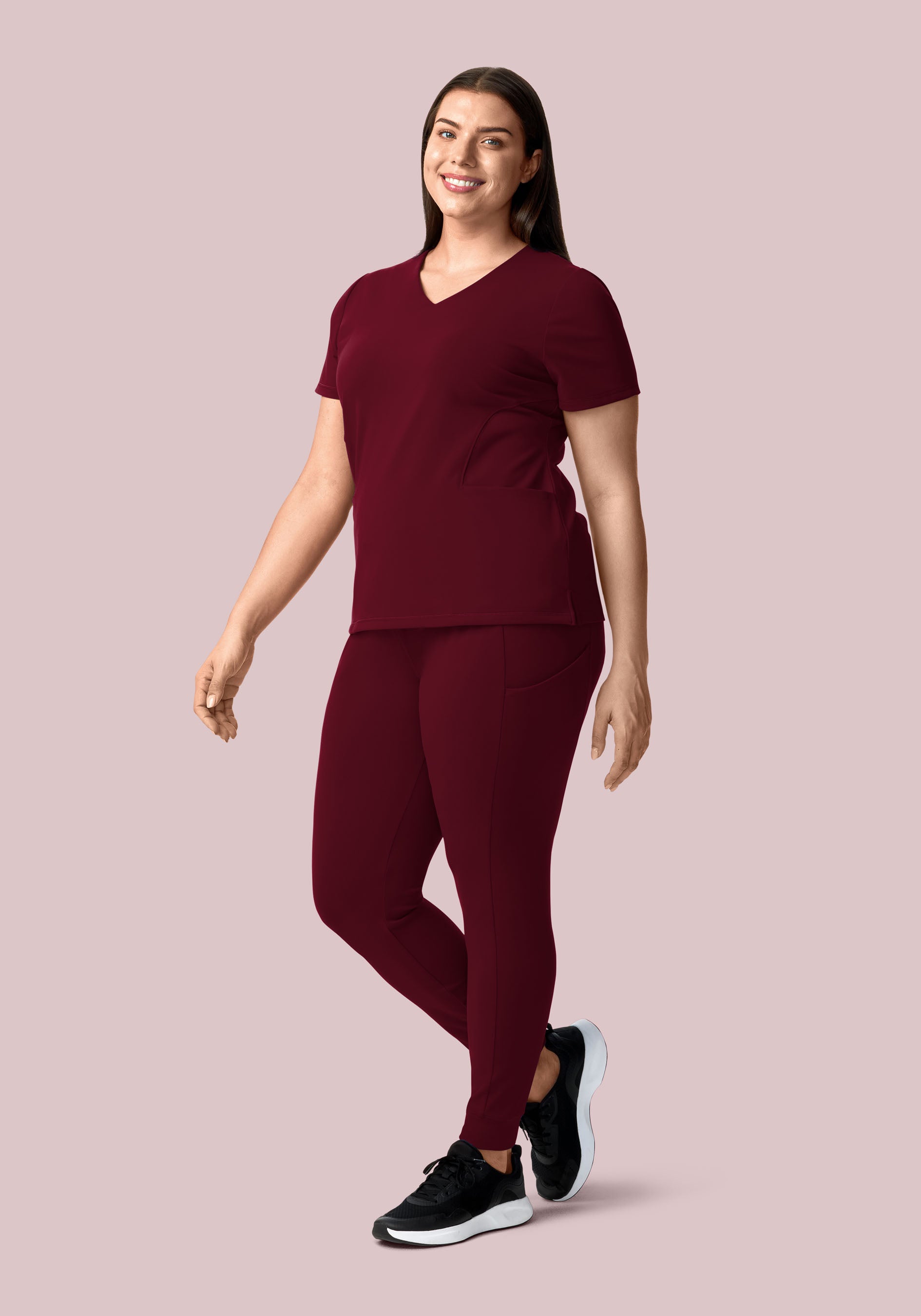 Soft Stretch V-Neck Top Wine