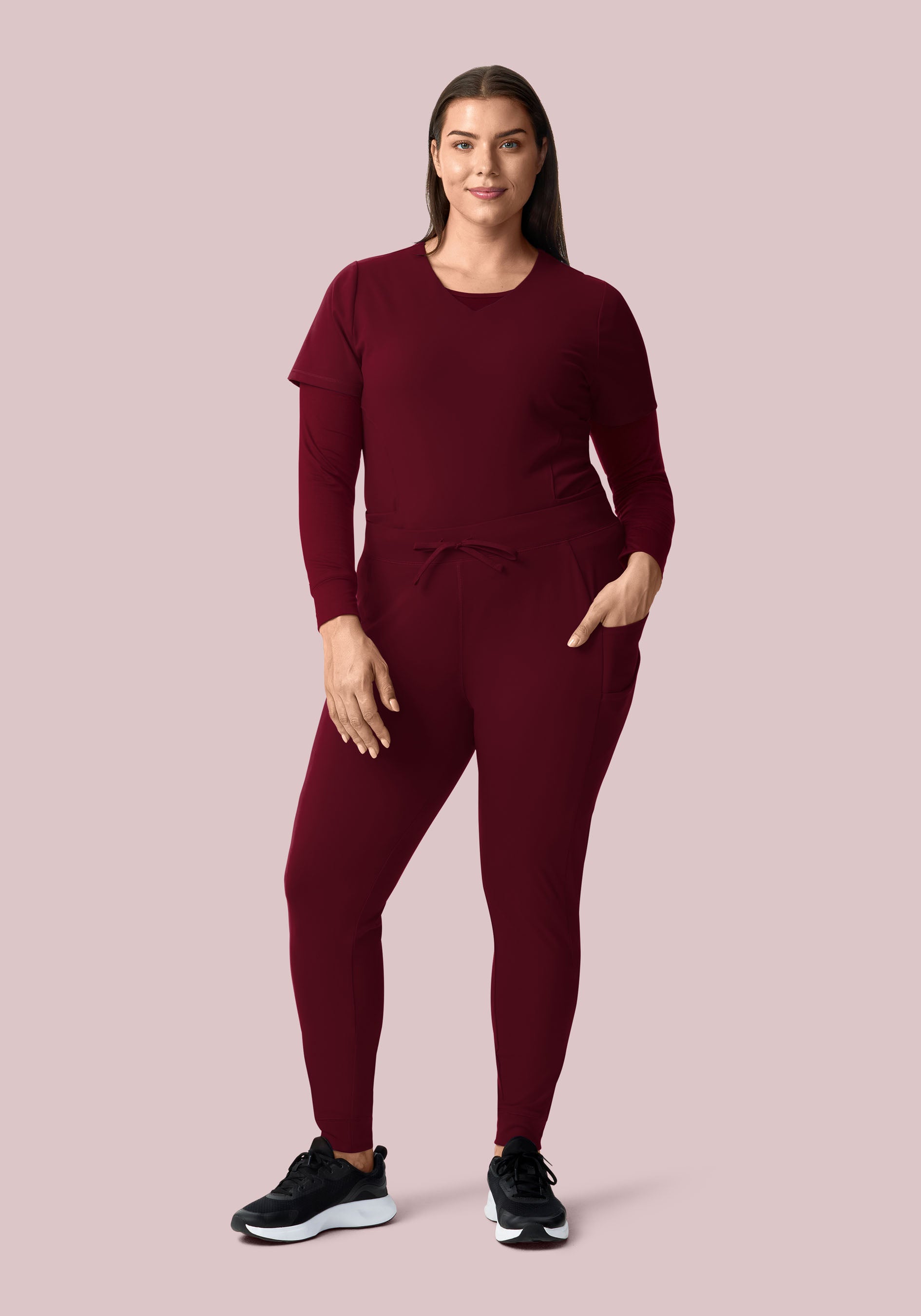 Soft Stretch V-Neck Top Wine