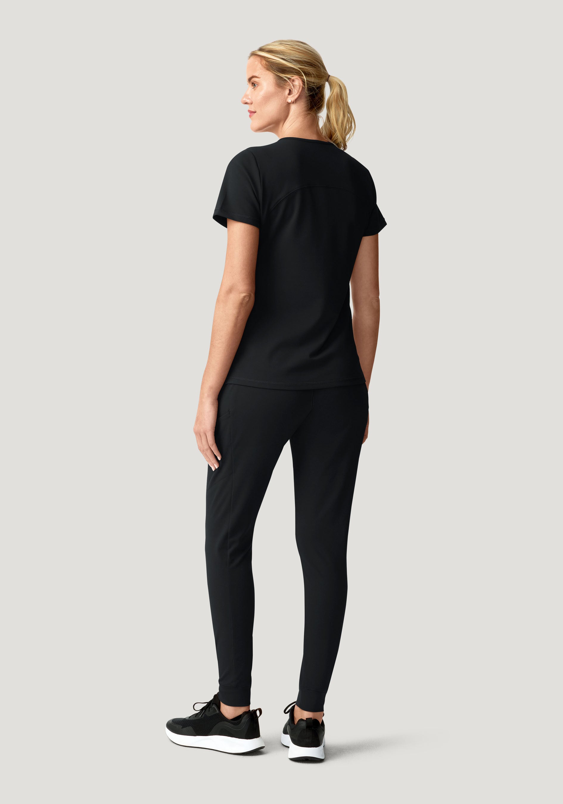 Soft Stretch V-Neck Top Black