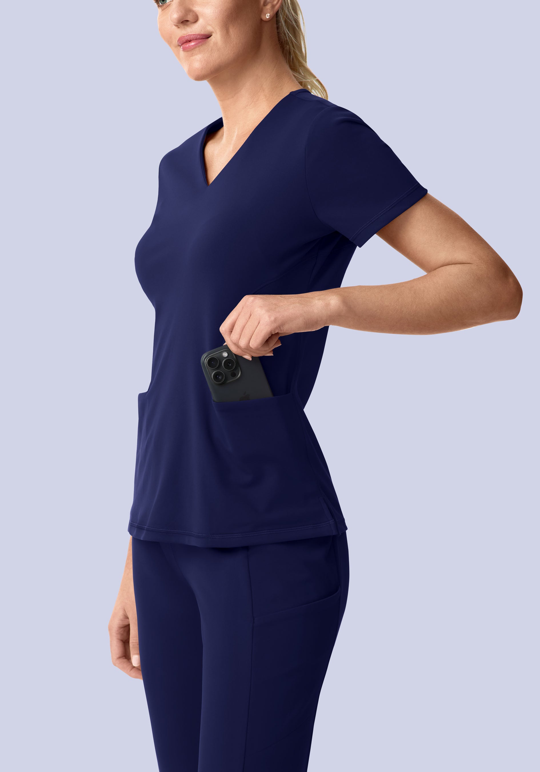 Soft Stretch V-Neck Top Navy