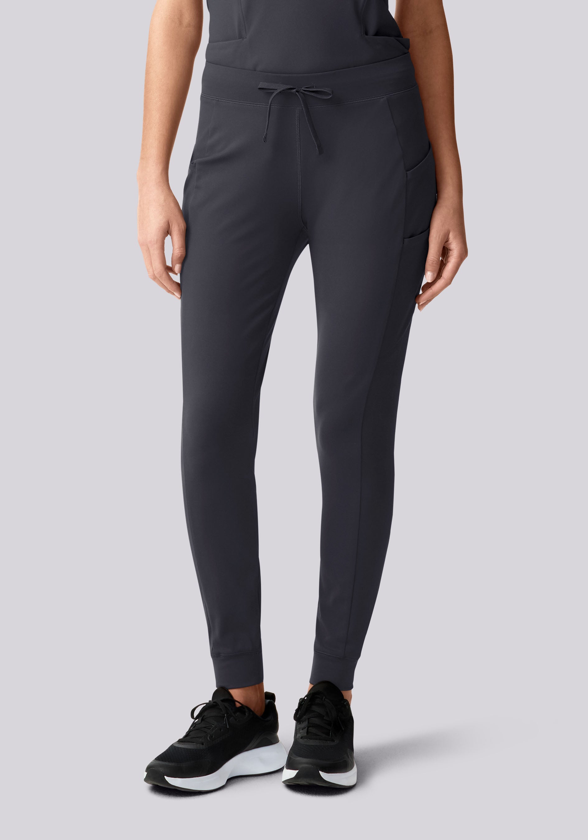 Women's Soft Stretch Mid-Rise 9-Pocket Jogger Scrub Pants - Pewter