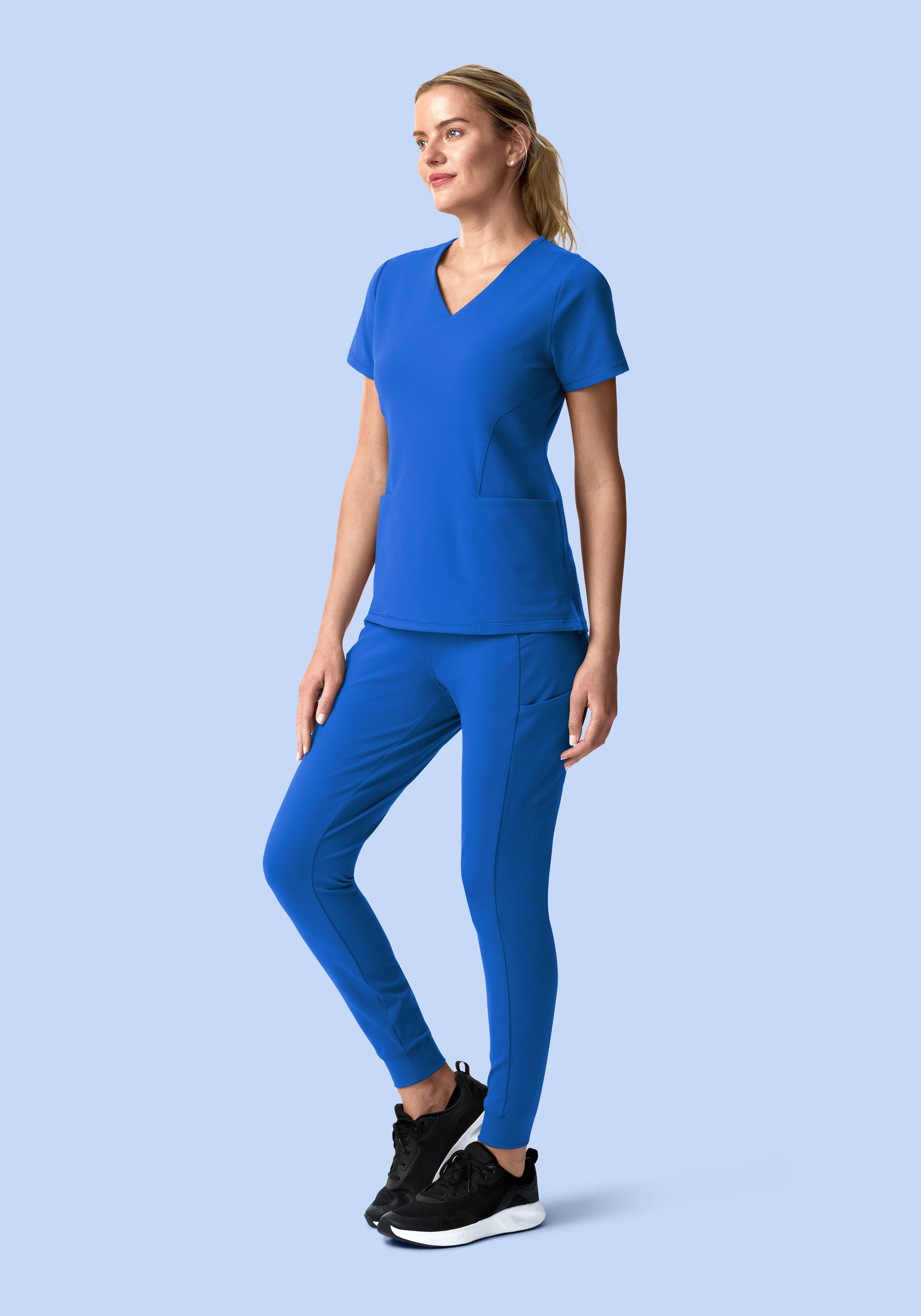 Soft Stretch V-Neck Top Royal Blue