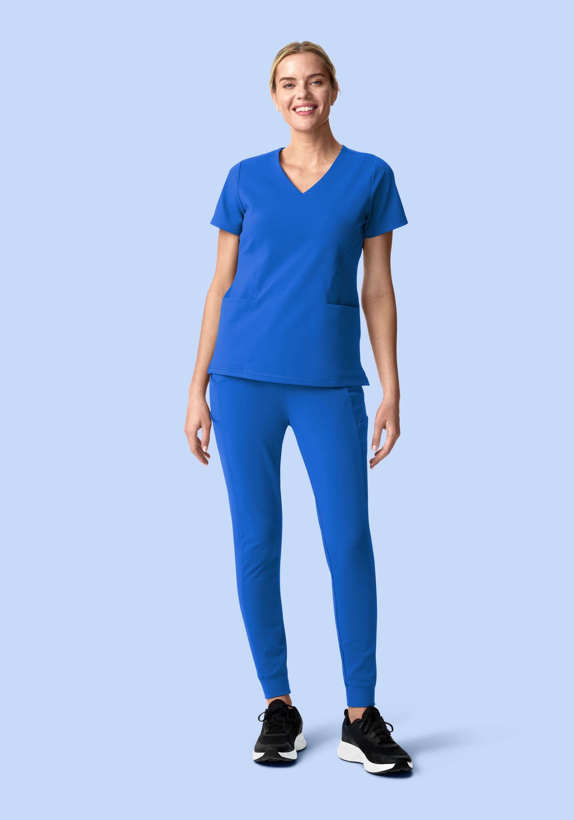 Soft Stretch V-Neck Top Royal Blue