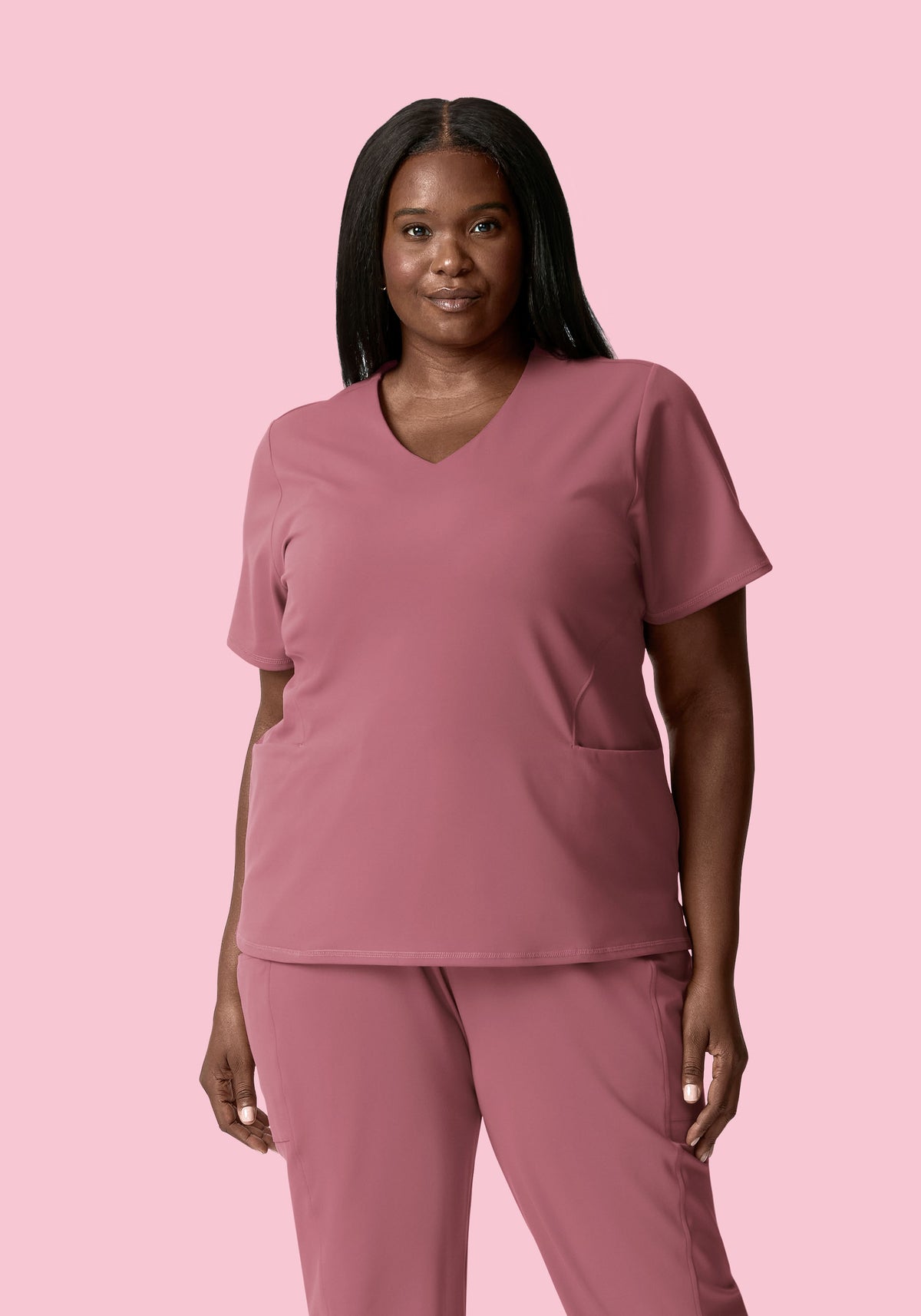 Soft Stretch V-Neck Top Mauve