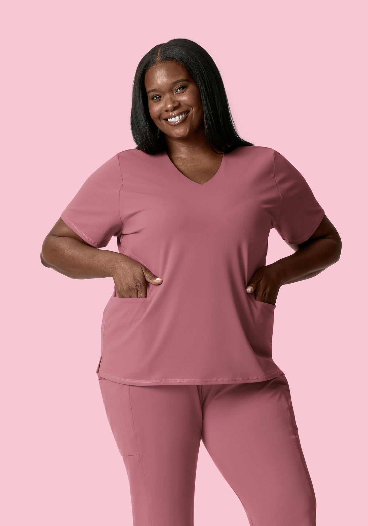 Soft Stretch V-Neck Top Mauve