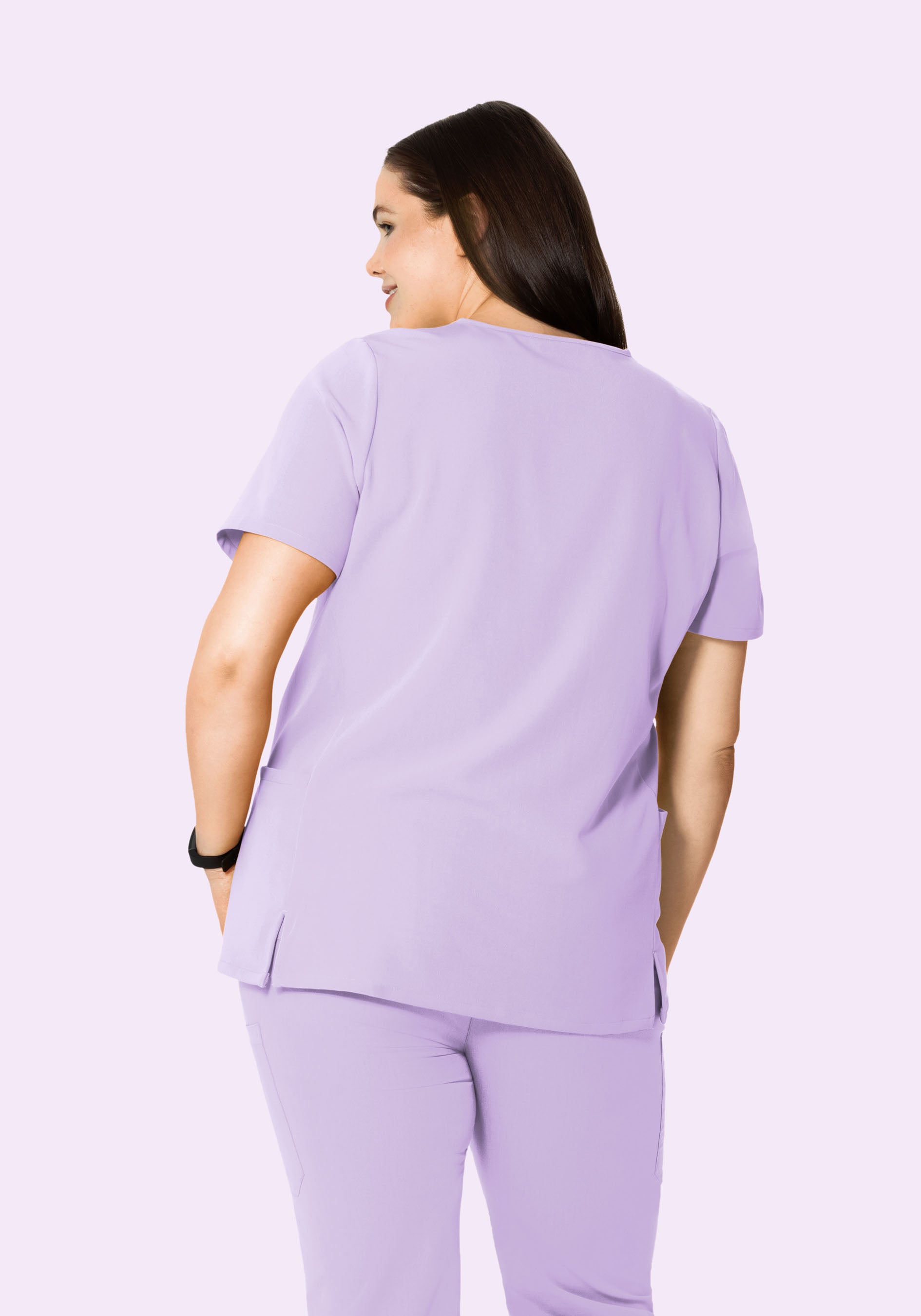 Curved V-Neck Top Cool Lavender