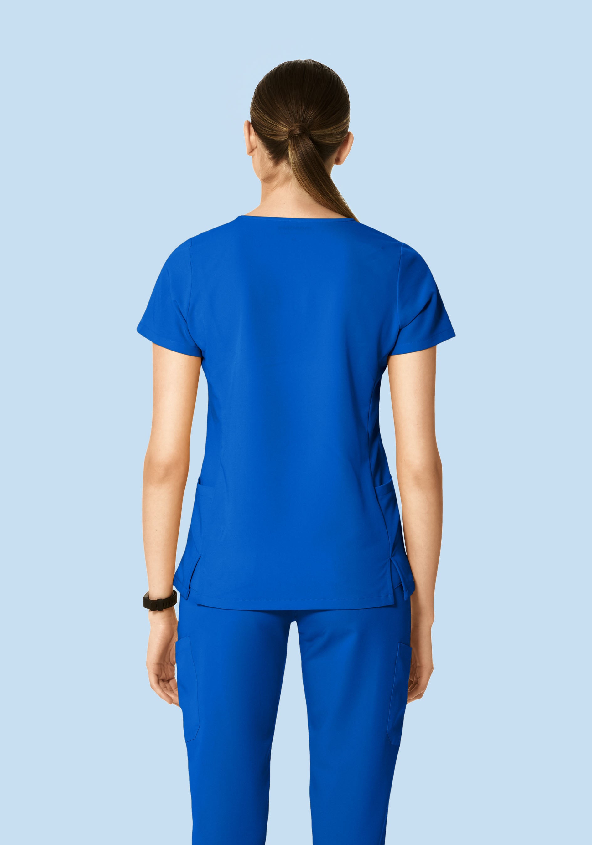 Curved V-Neck Top Cobalt