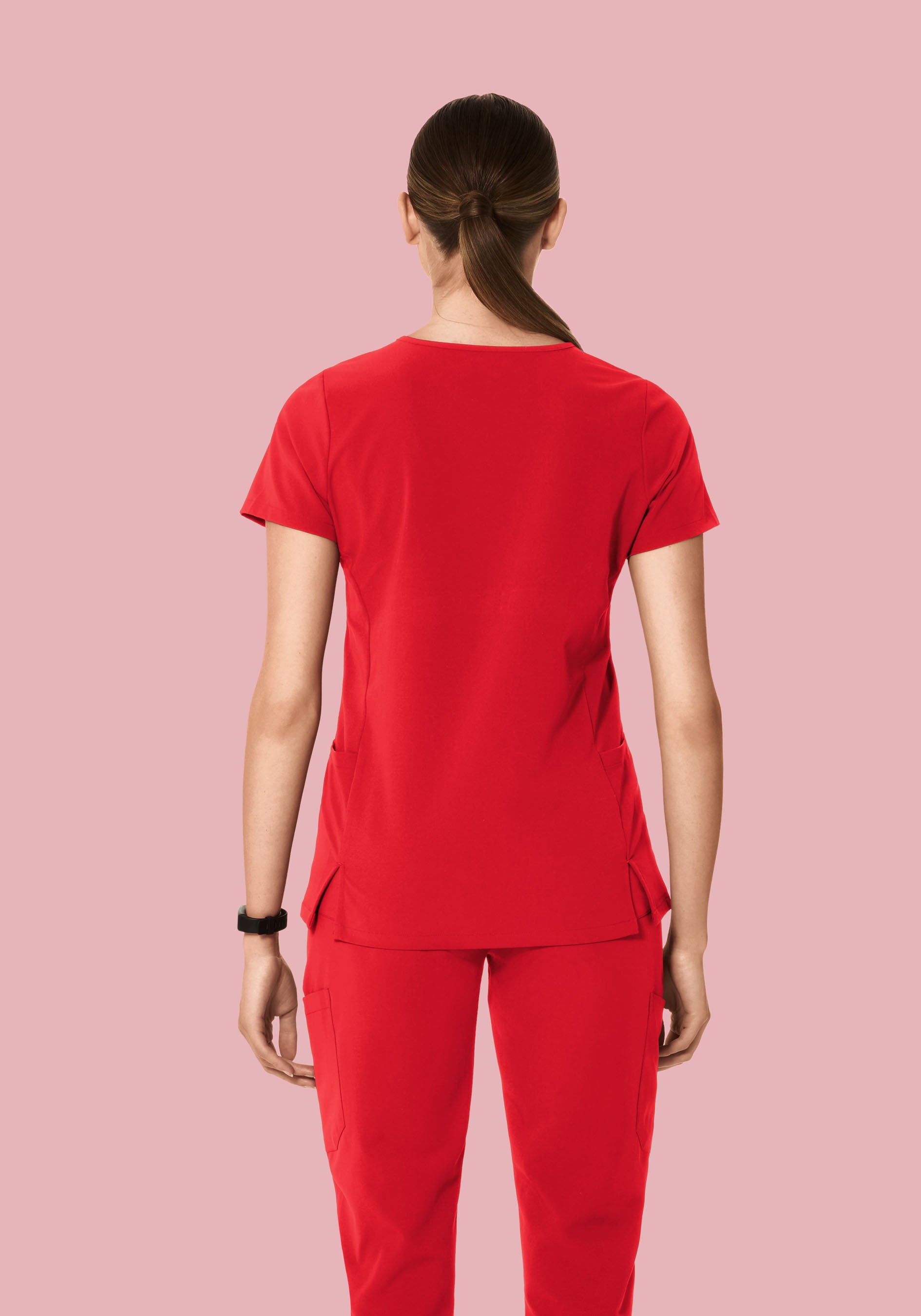 Curved V-Neck Top Poppy Red