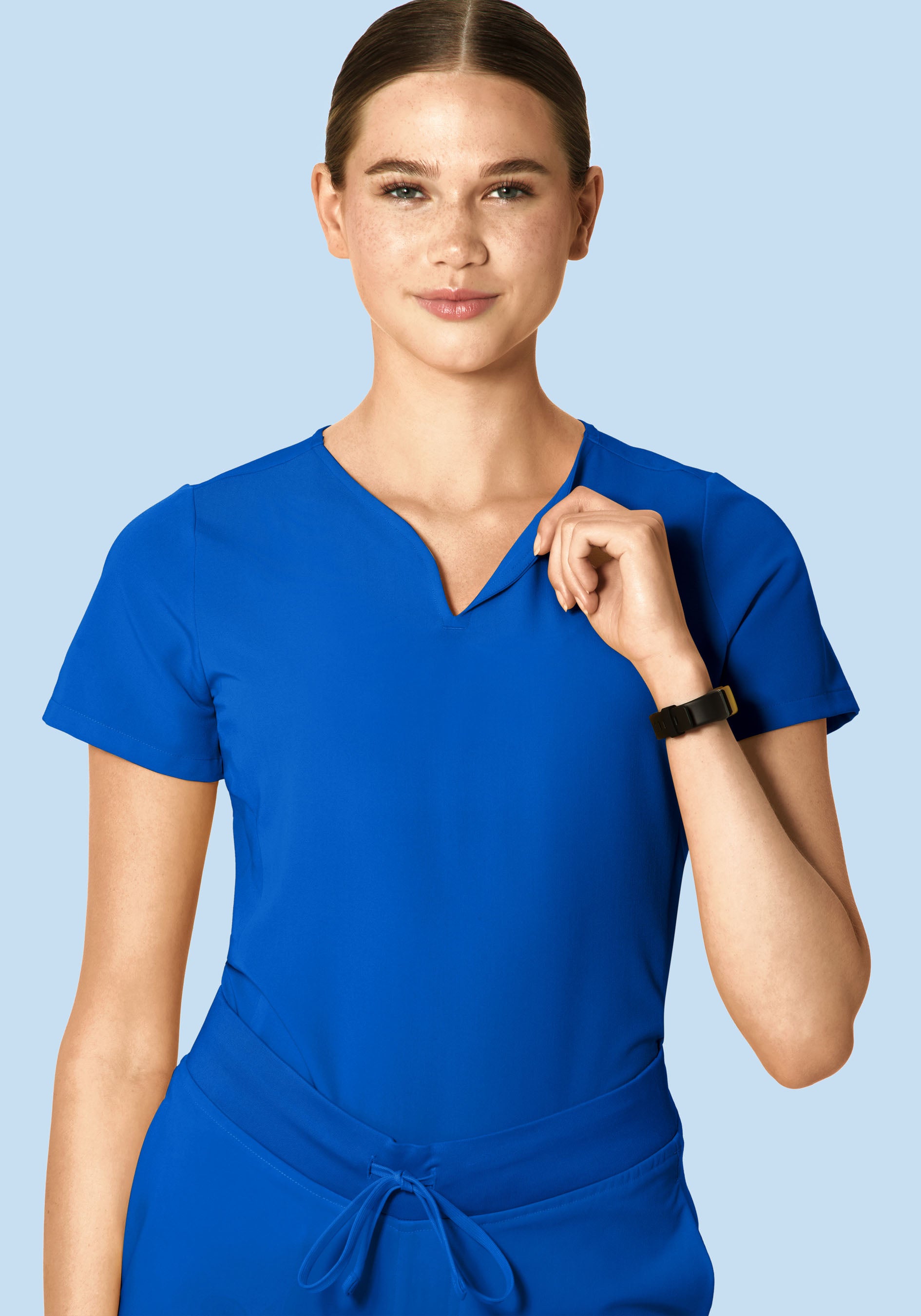 Curved V-Neck Top Cobalt