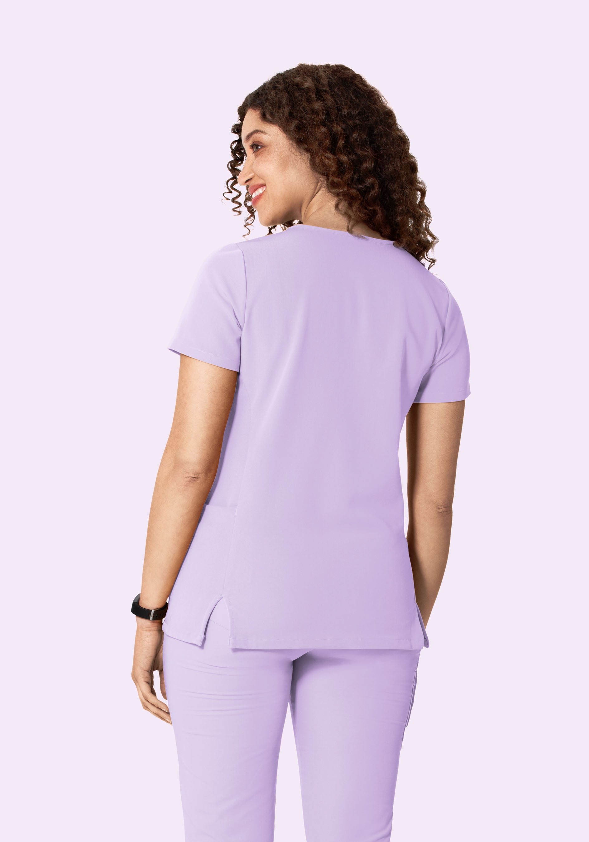 Curved V-Neck Top Cool Lavender
