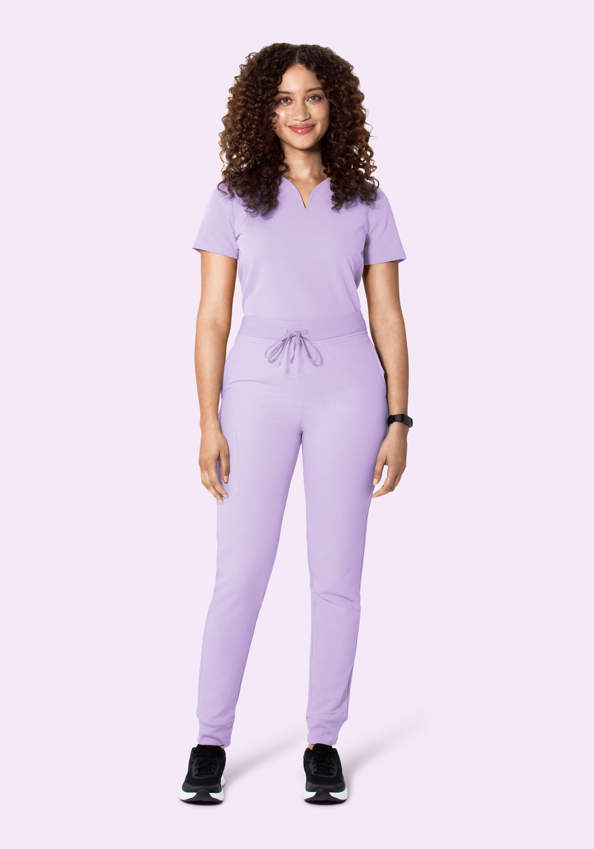 Curved V-Neck Top Cool Lavender