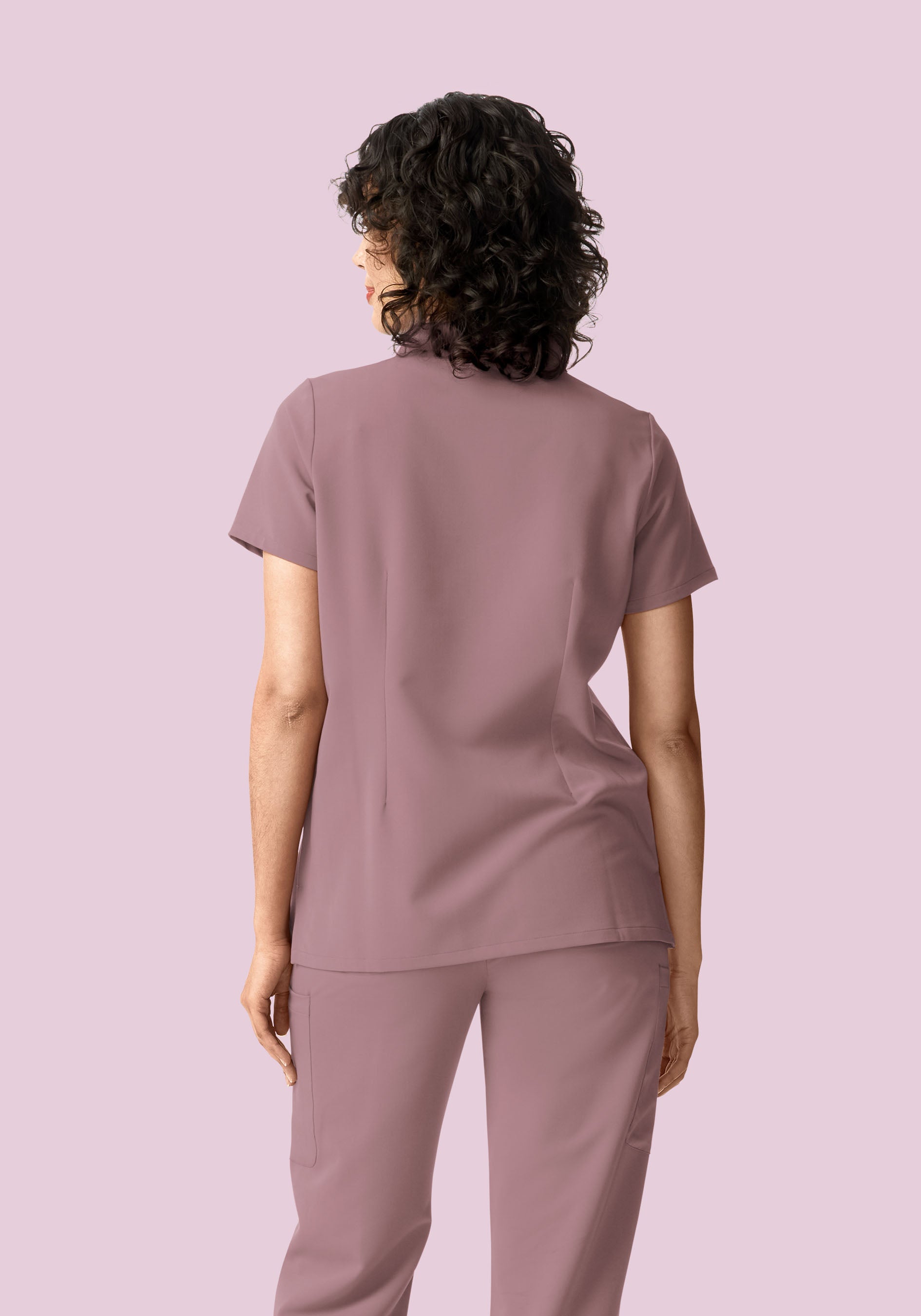 Stand Collar Notch Neck Top Dusk