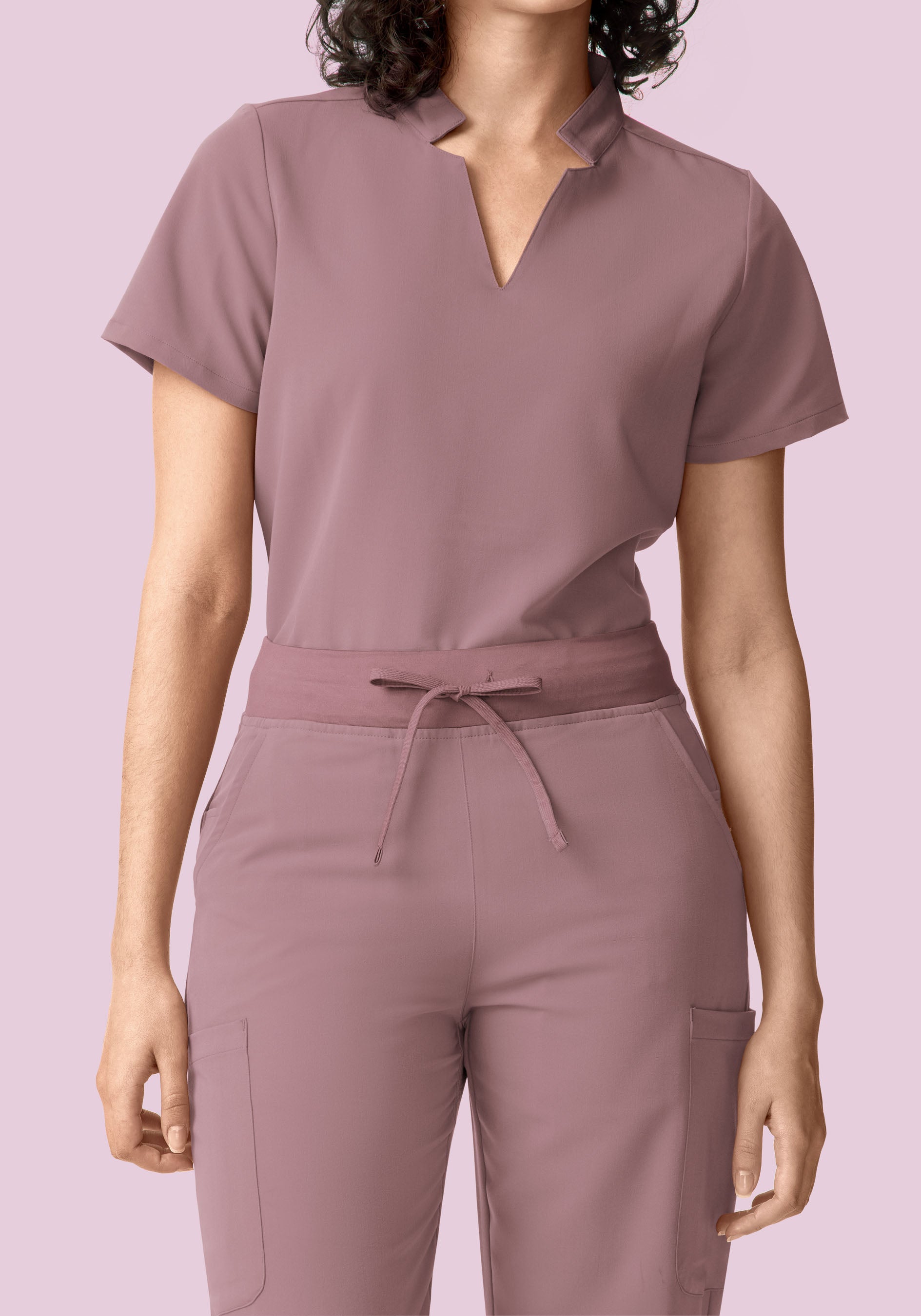 Stand Collar Notch Neck Top Dusk