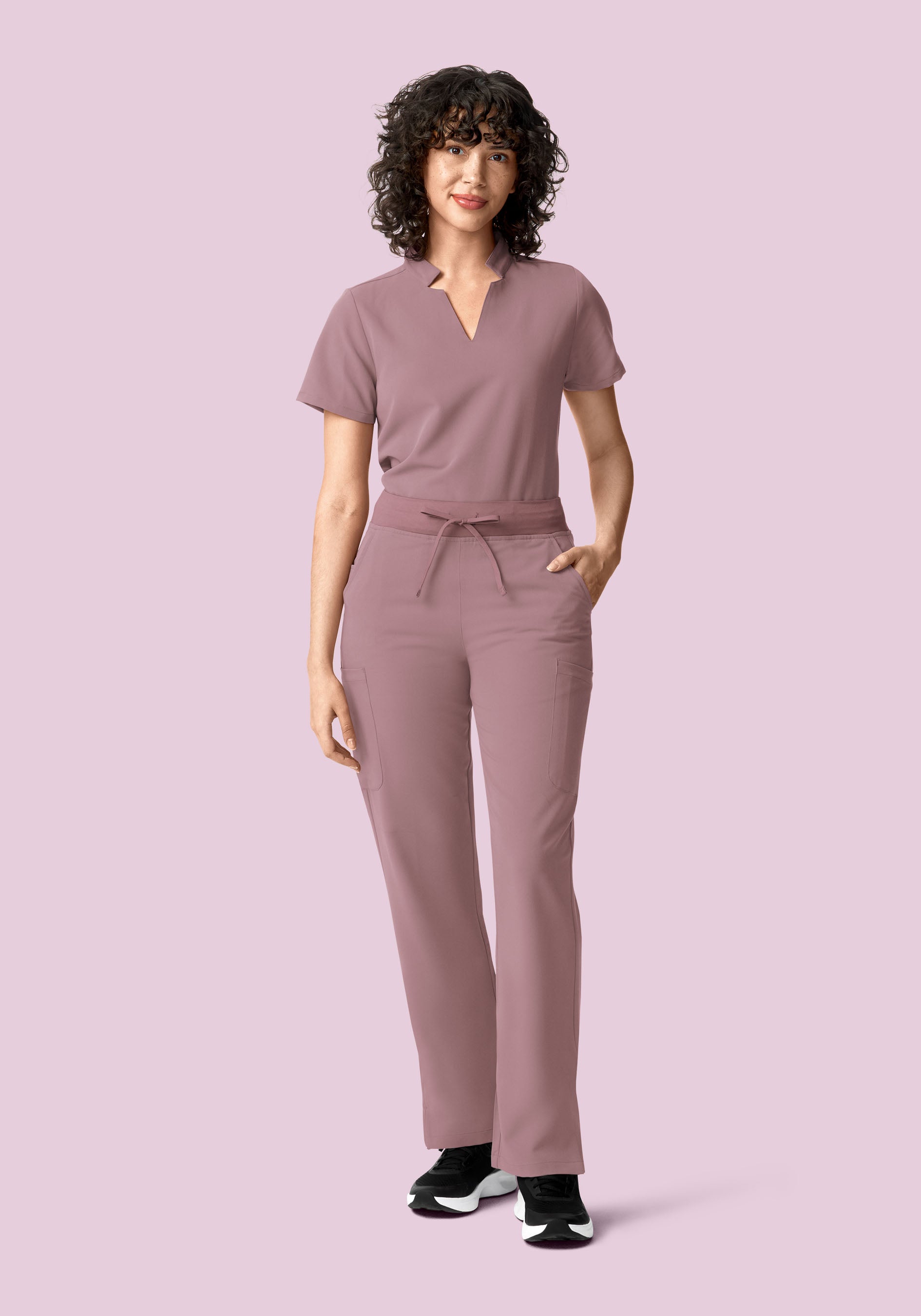 Stand Collar Notch Neck Top Dusk