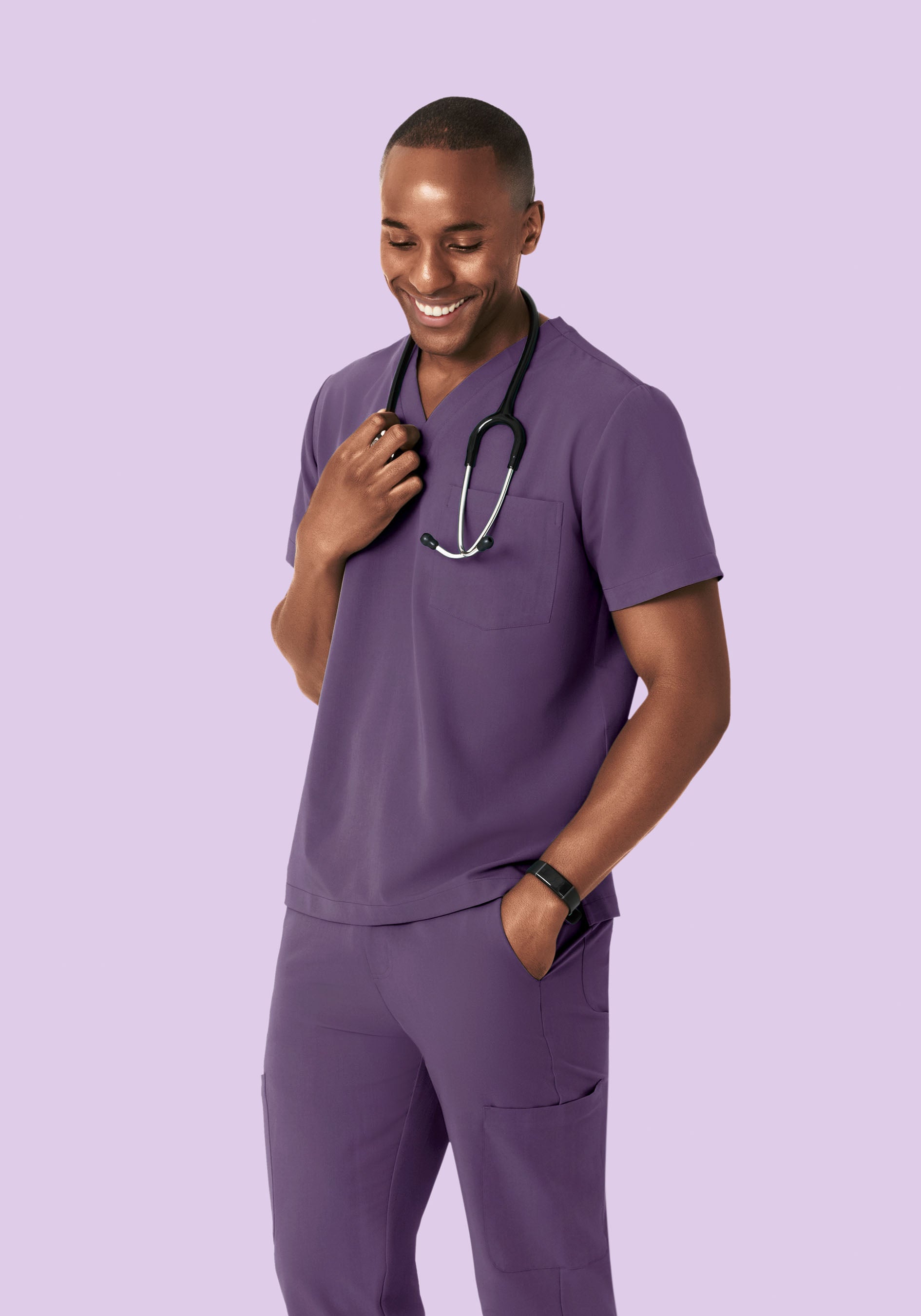 【新品未使用】TRUDIVE 2colorノースリーブ/スキン Men's V-Neck 2-Pocket Scrub Top - Dewberry | Mandala Scrubs