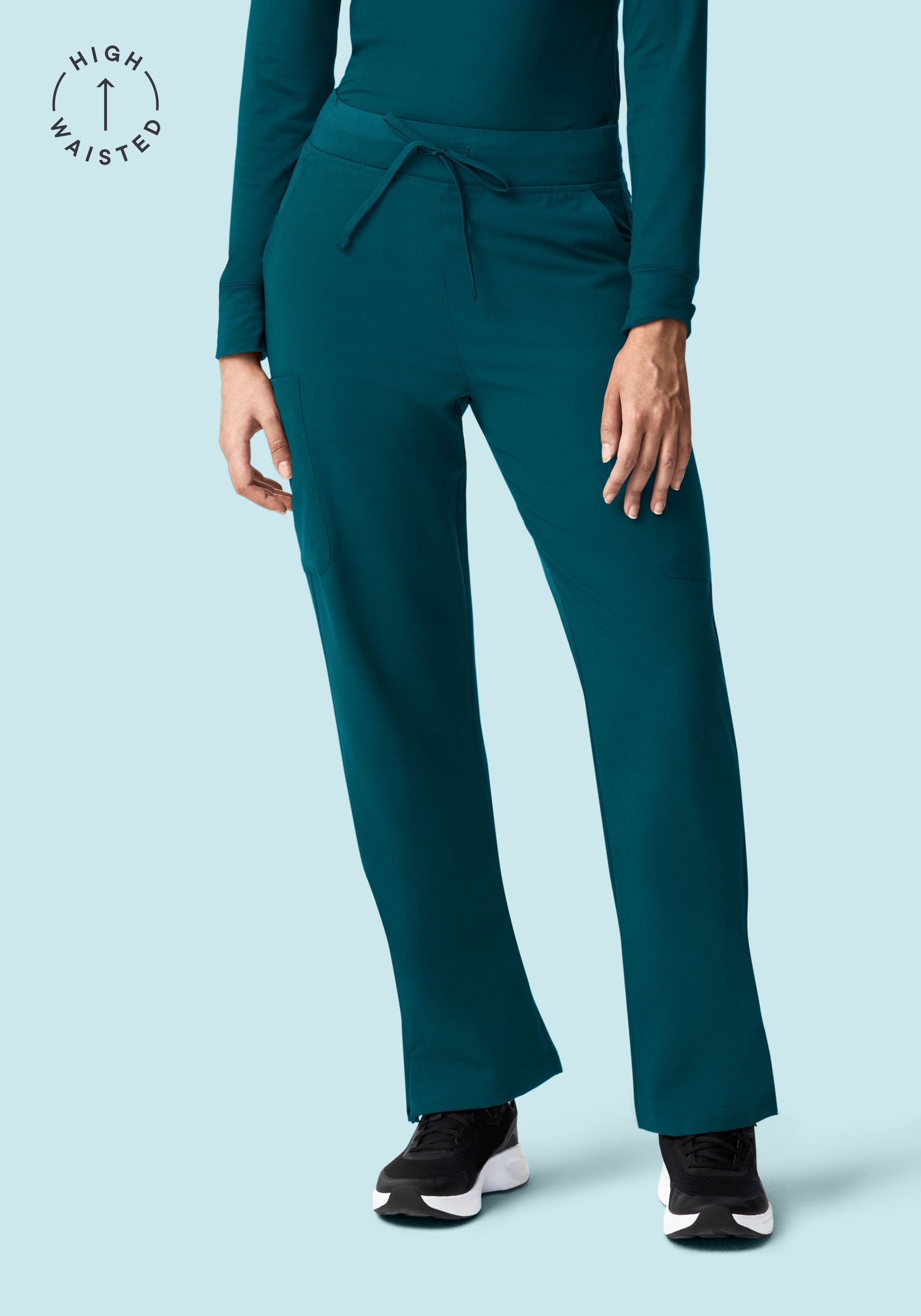 11 Pocket High Waisted Cargos Caribbean Blue