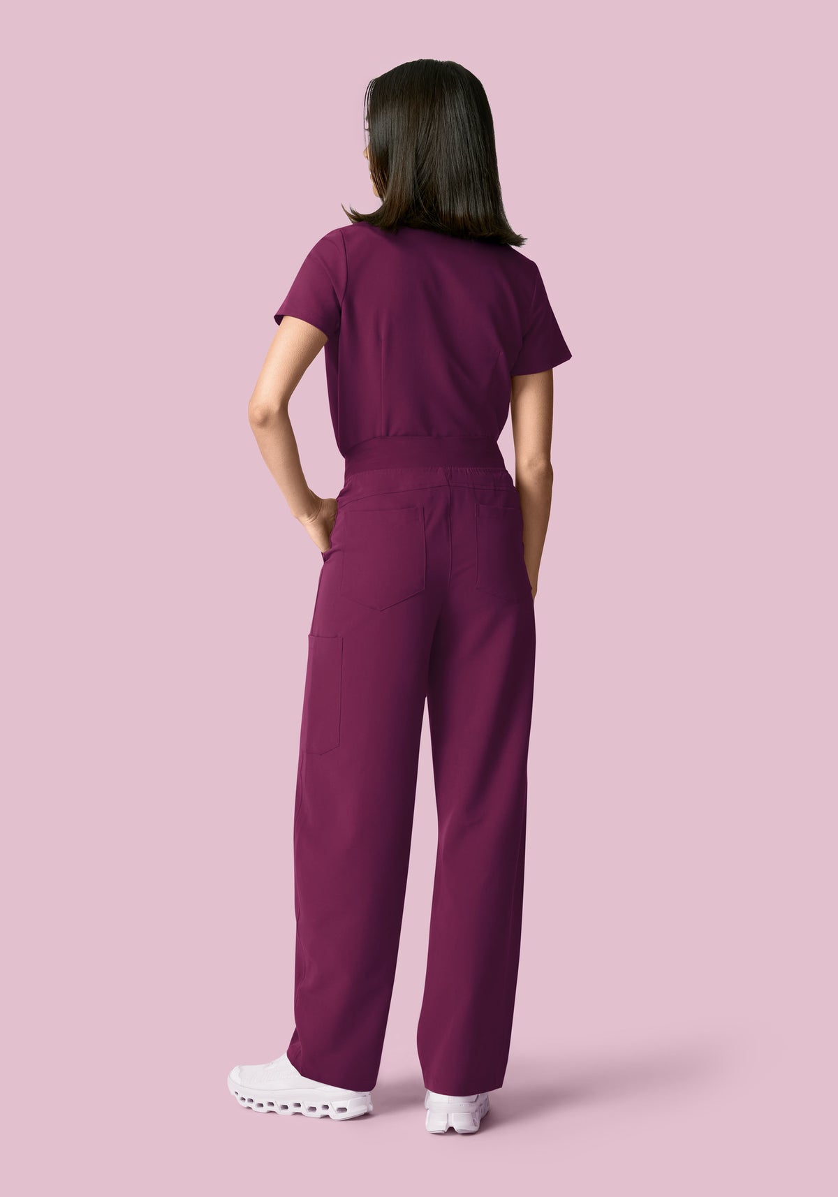Mid-Rise Barrel Pants Plum