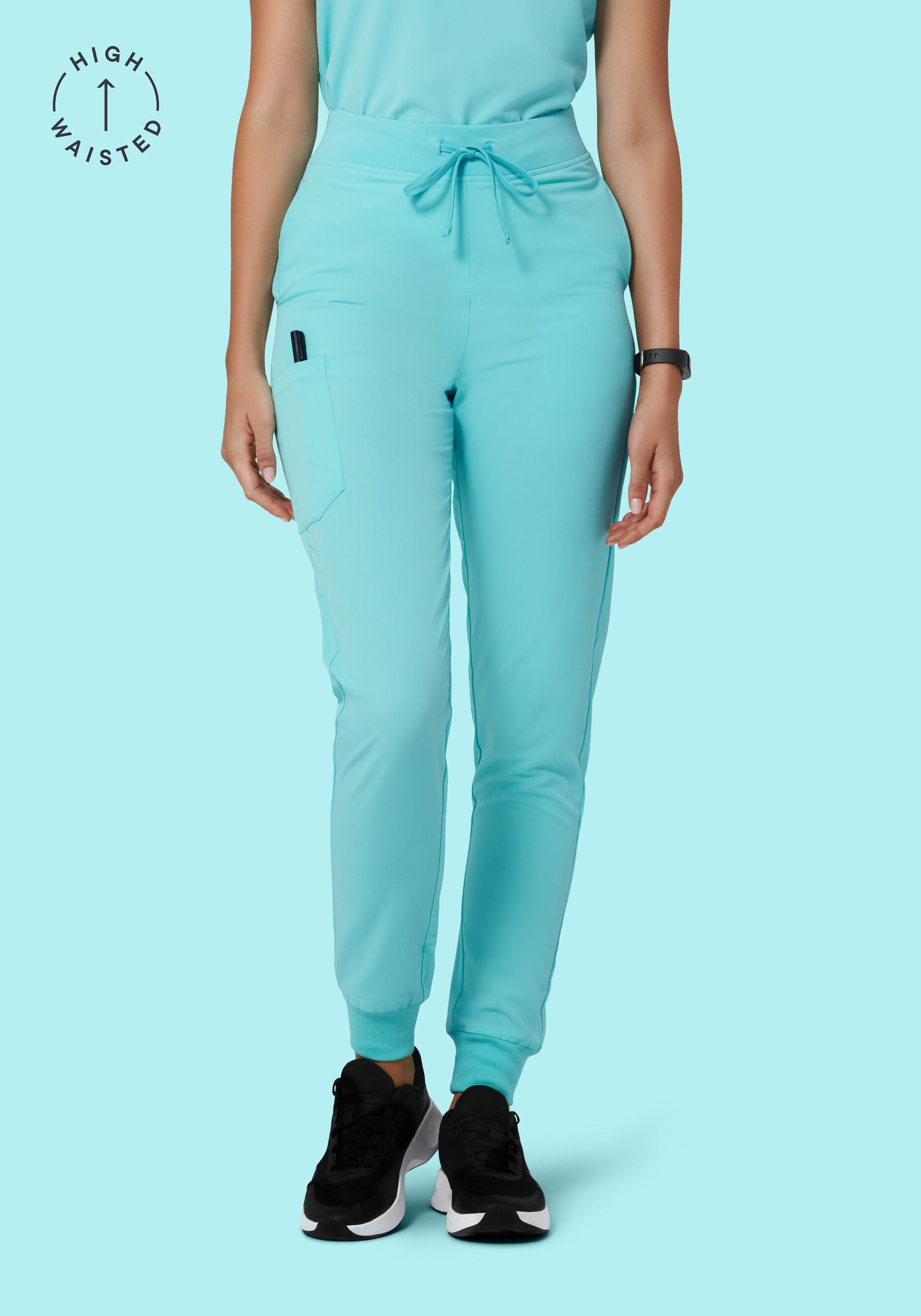 High Waisted Joggers Aqua