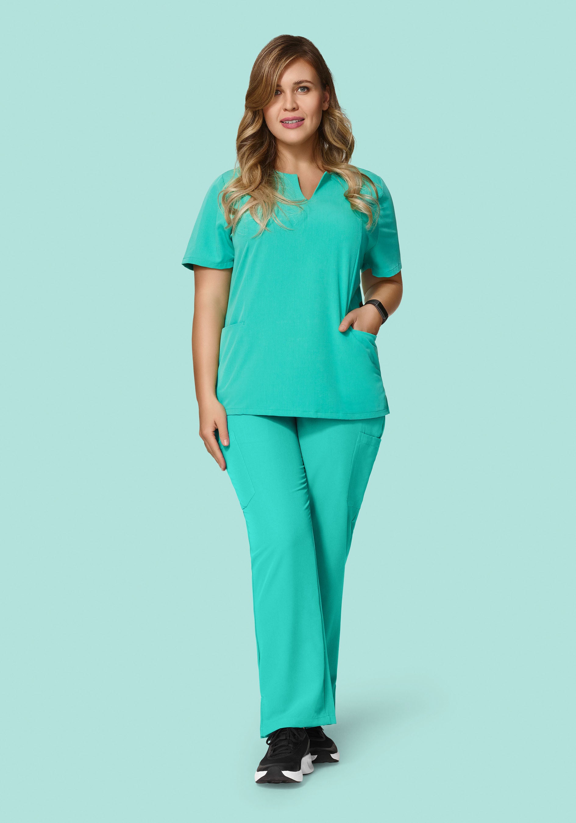 5 Pocket Notch Neck Top Surgical Green