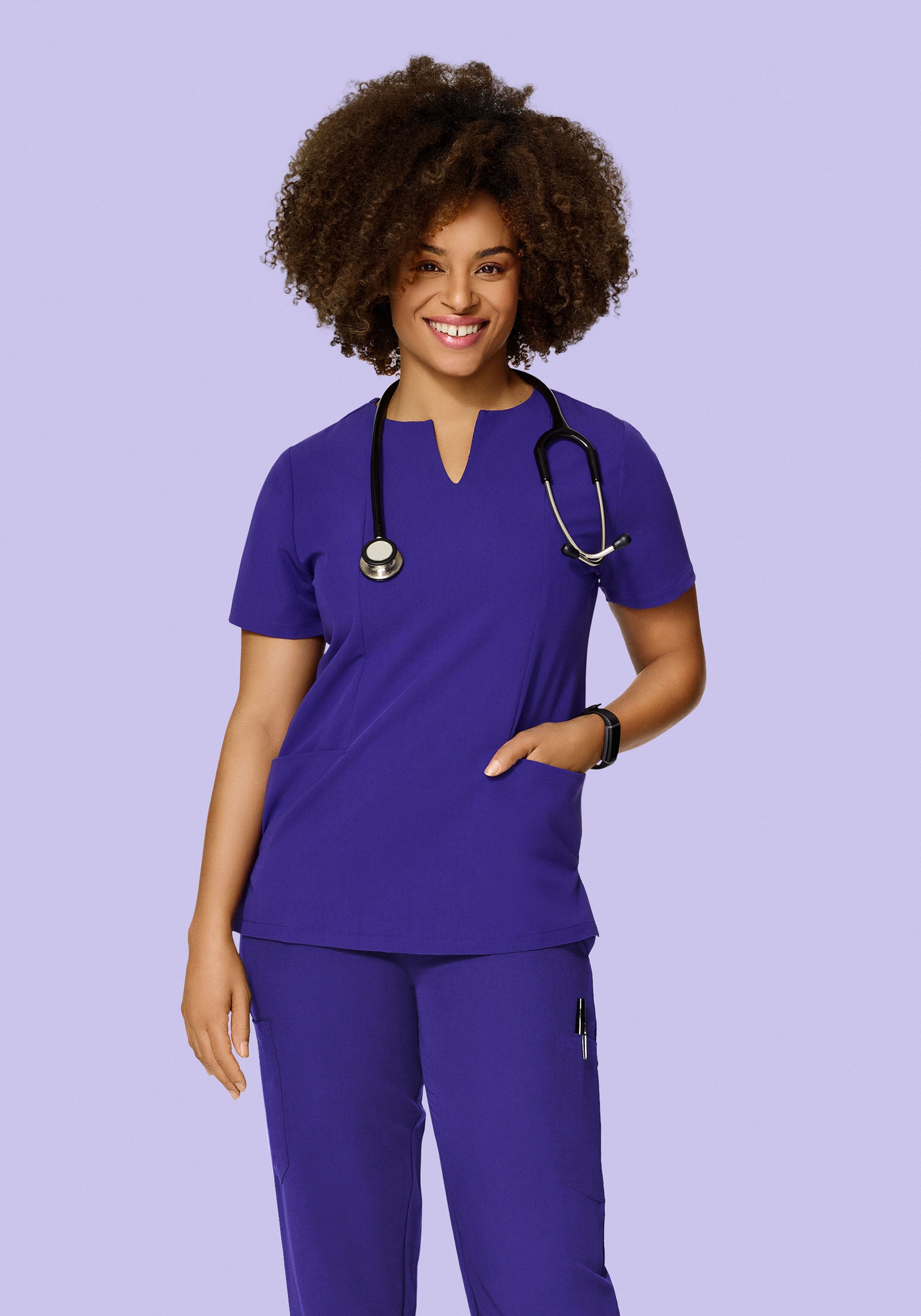 5 Pocket Notch Neck Top True Grape