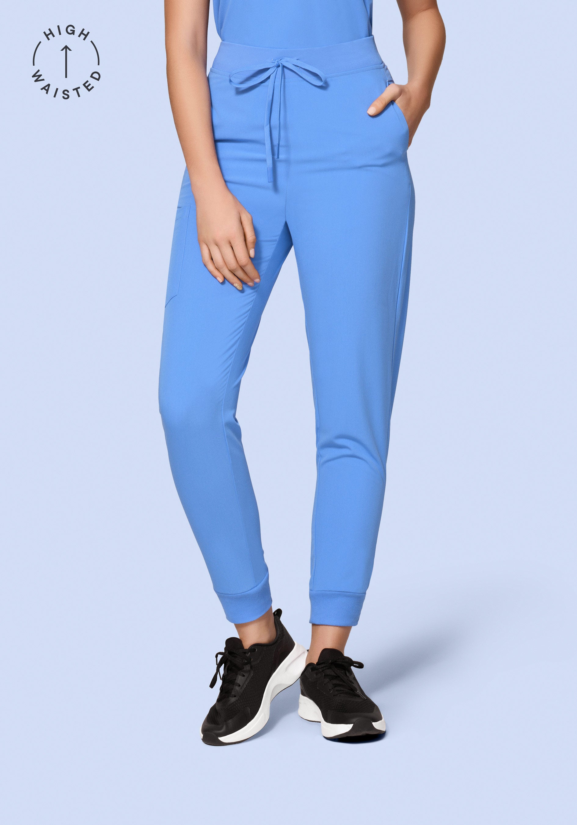 High Waisted Joggers Ceil Blue