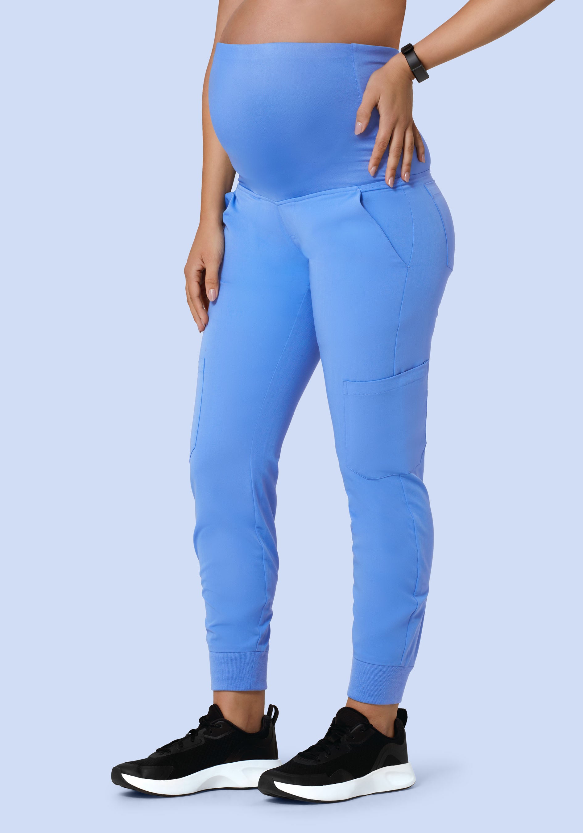 Mandala Women's Maternity Jogger Scrub Pants - Ceil Blue - L