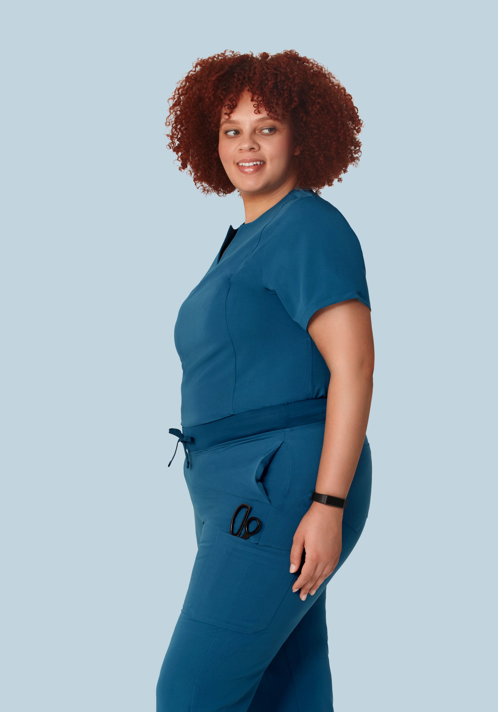 5 Pocket Notch Neck Top Harbor Blue