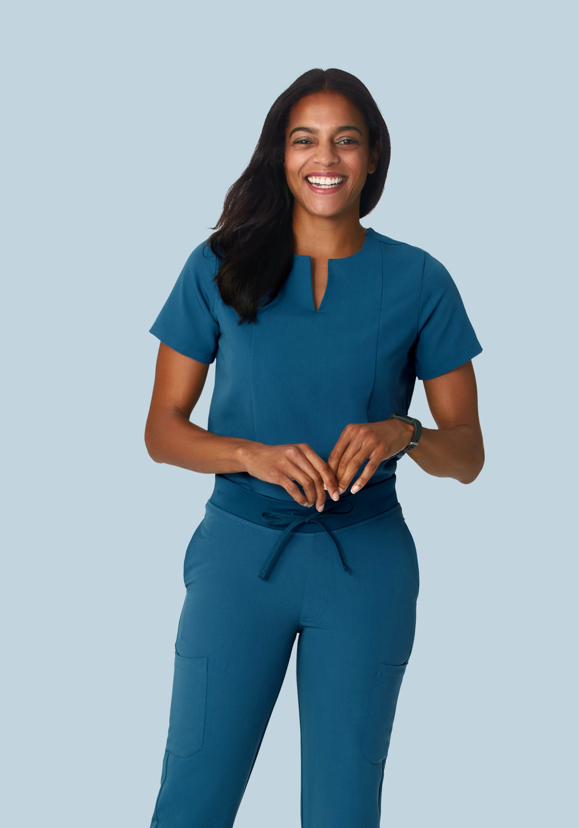 5 Pocket Notch Neck Top Harbor Blue