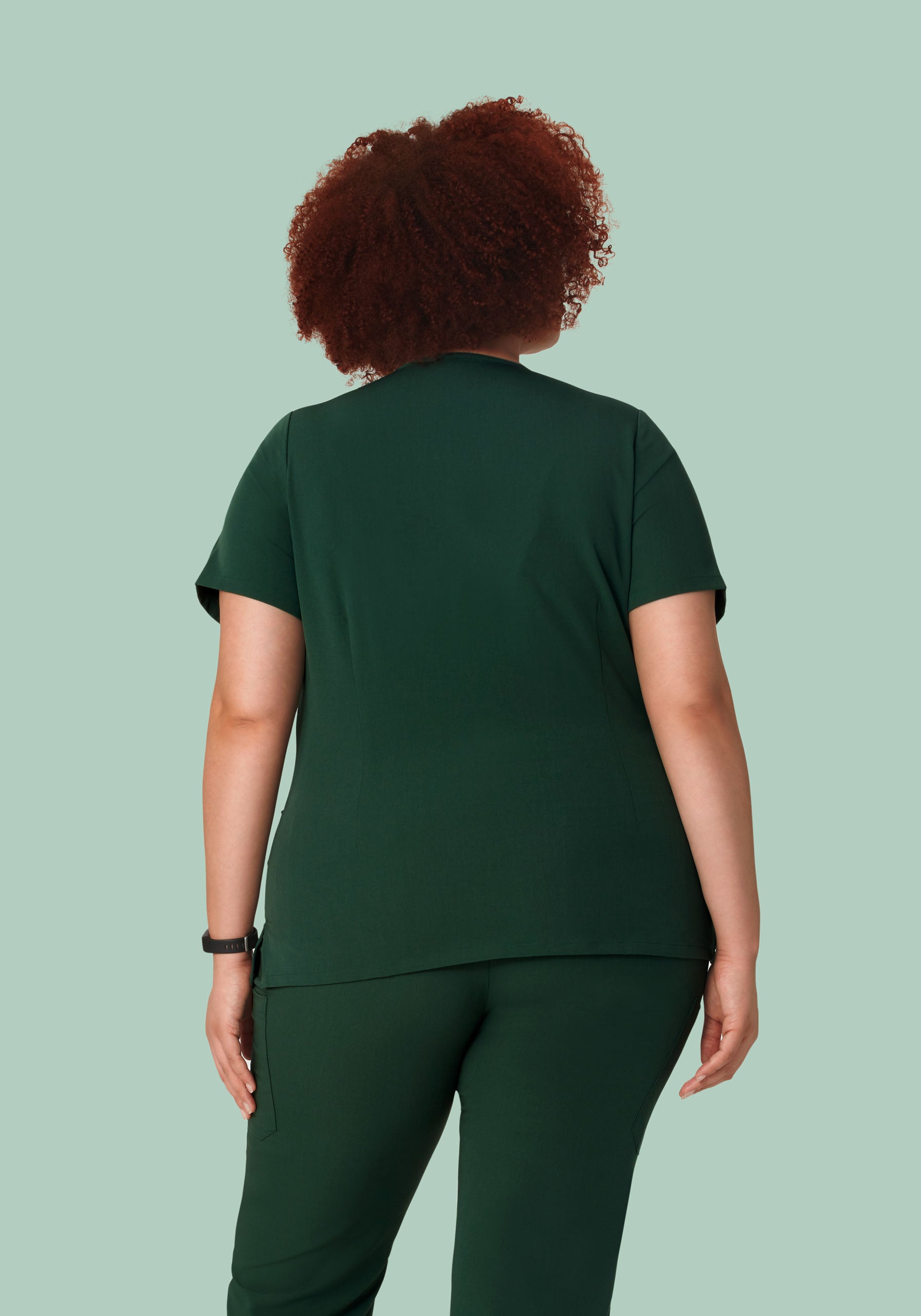 5 Pocket Notch Neck Top Midnight Green