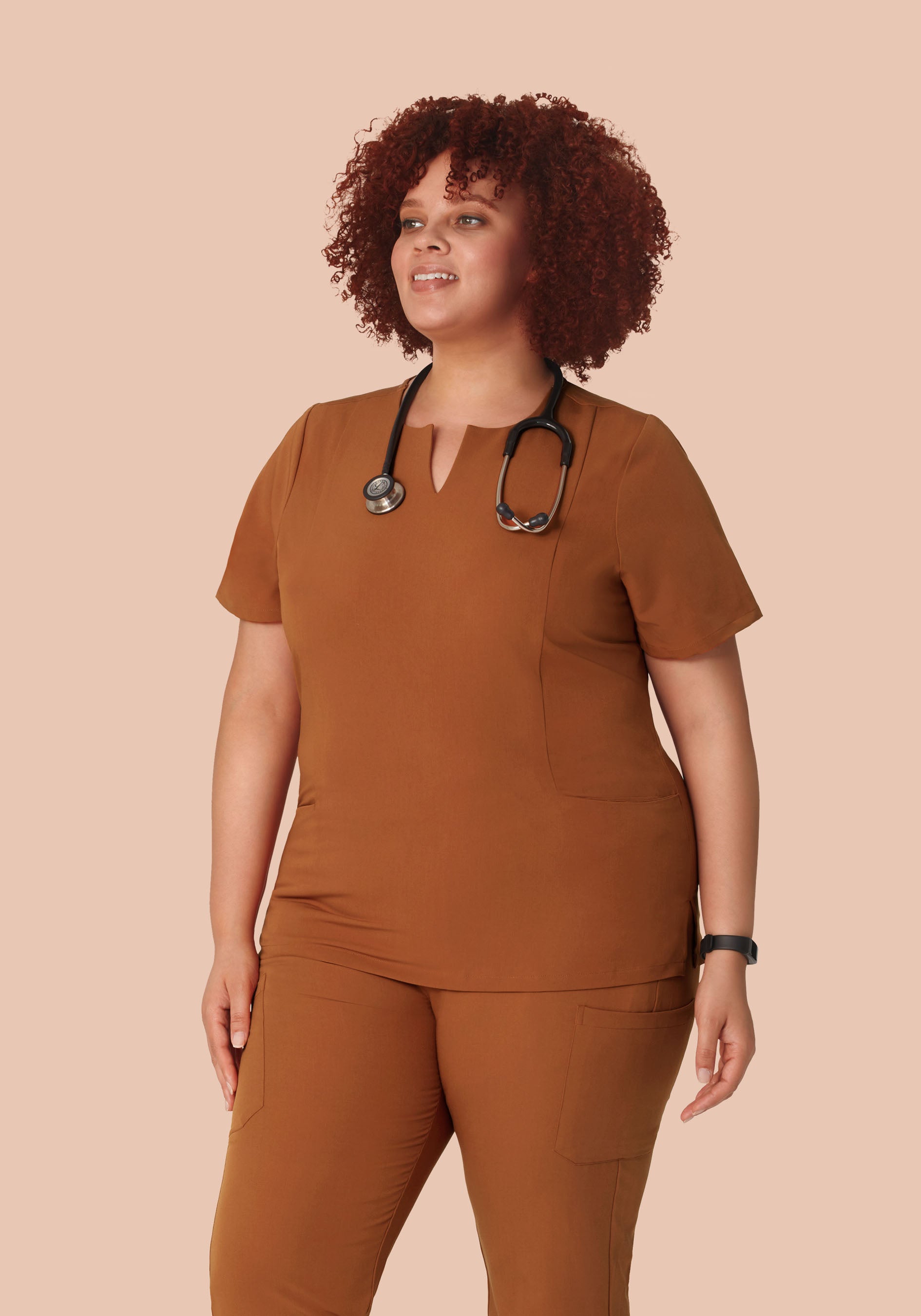 5 Pocket Notch Neck Top Roasted Pecan