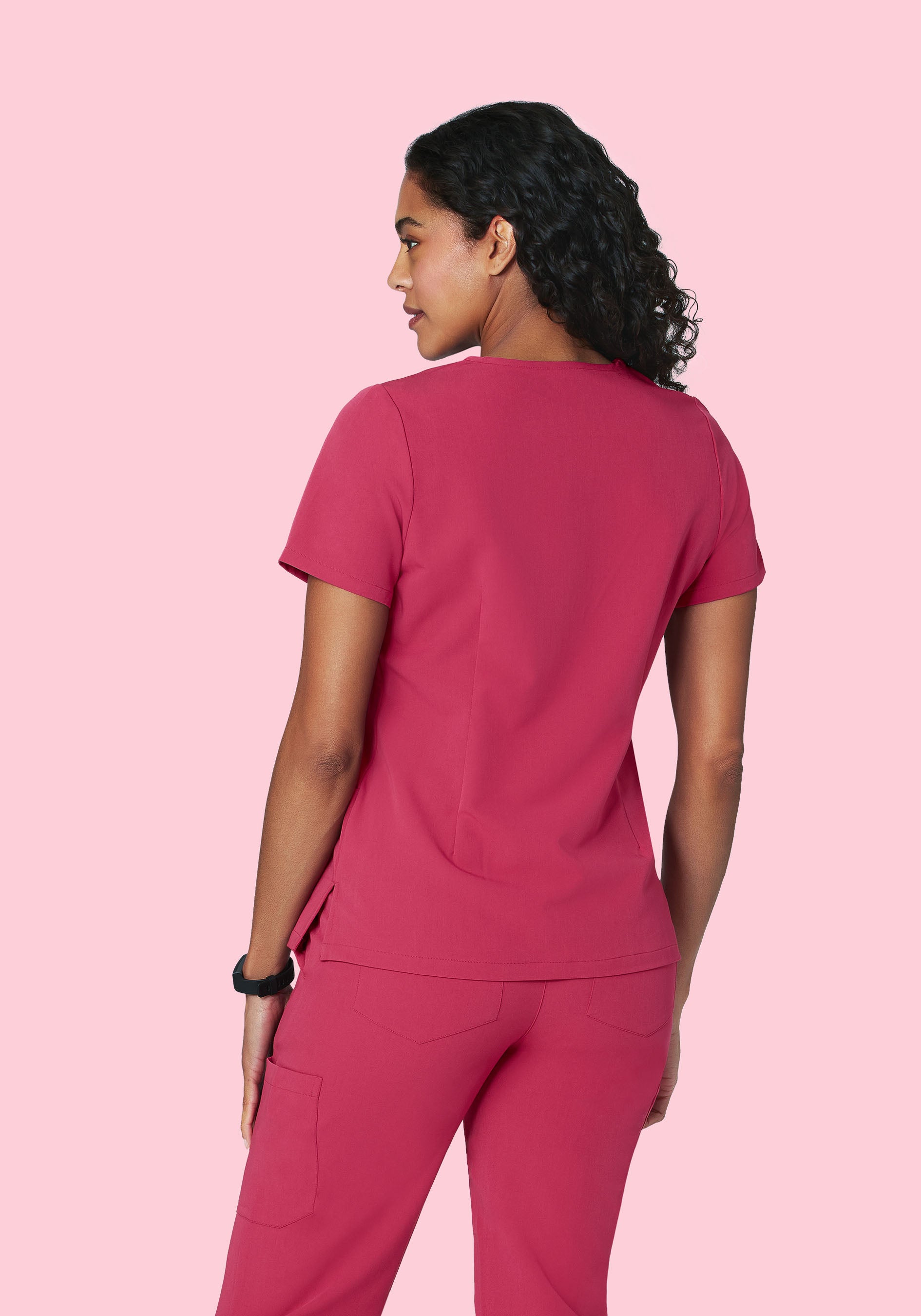 5 Pocket Notch Neck Top Deep Magenta
