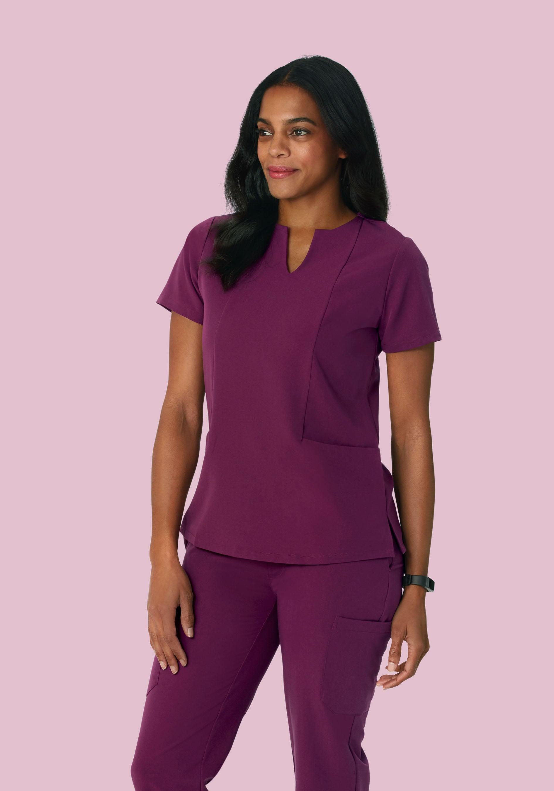 5 Pocket Notch Neck Top Plum