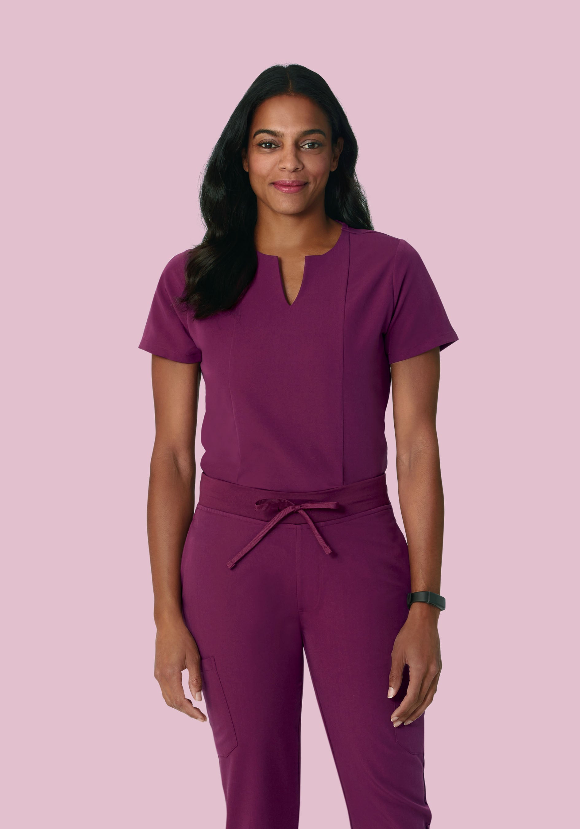 5 Pocket Notch Neck Top Plum