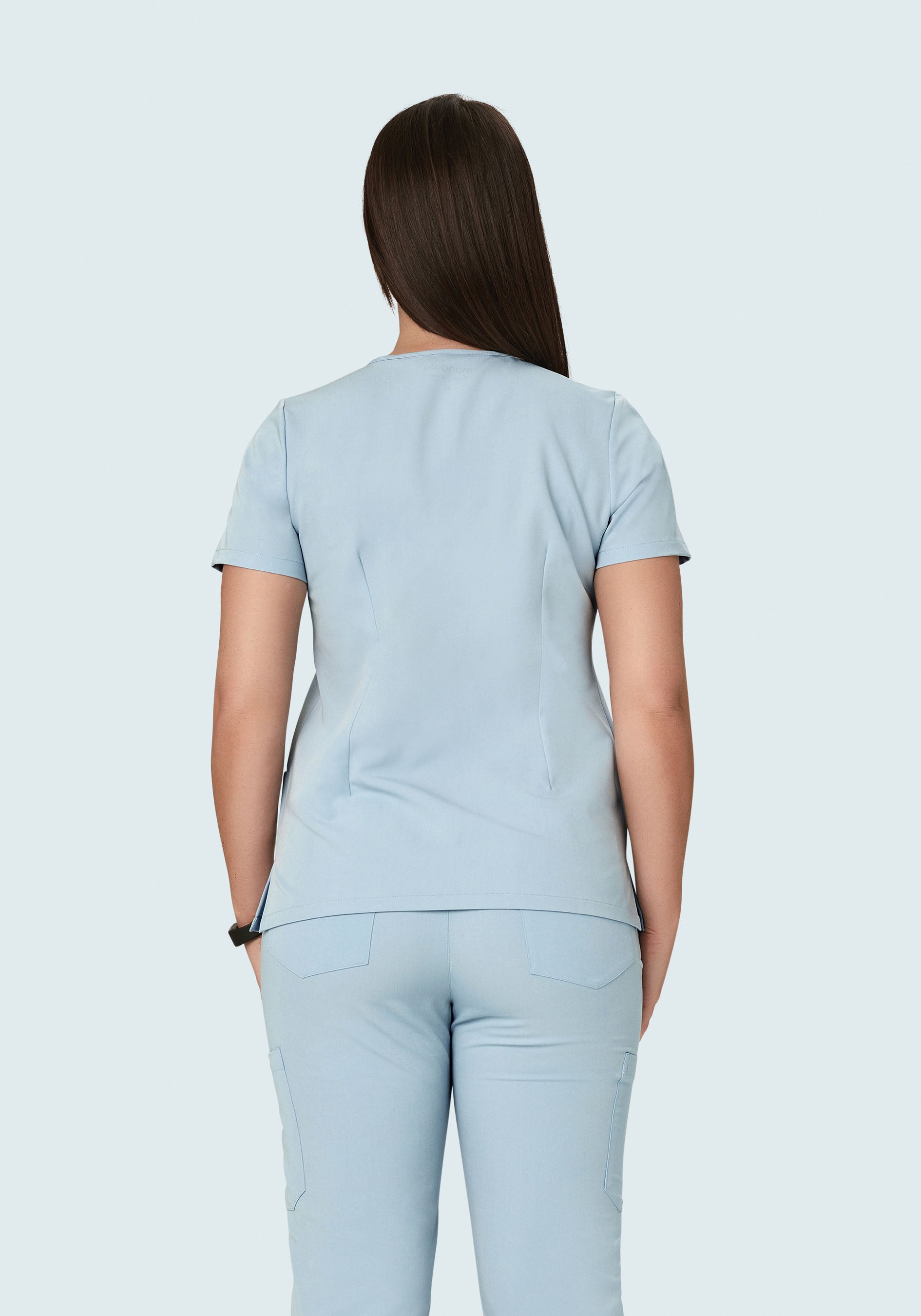 5 Pocket Notch Neck Top Powder Blue