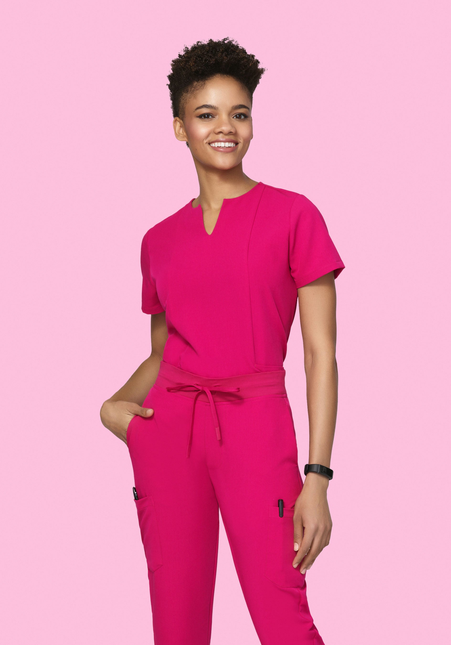 5 Pocket Notch Neck Top Raspberry