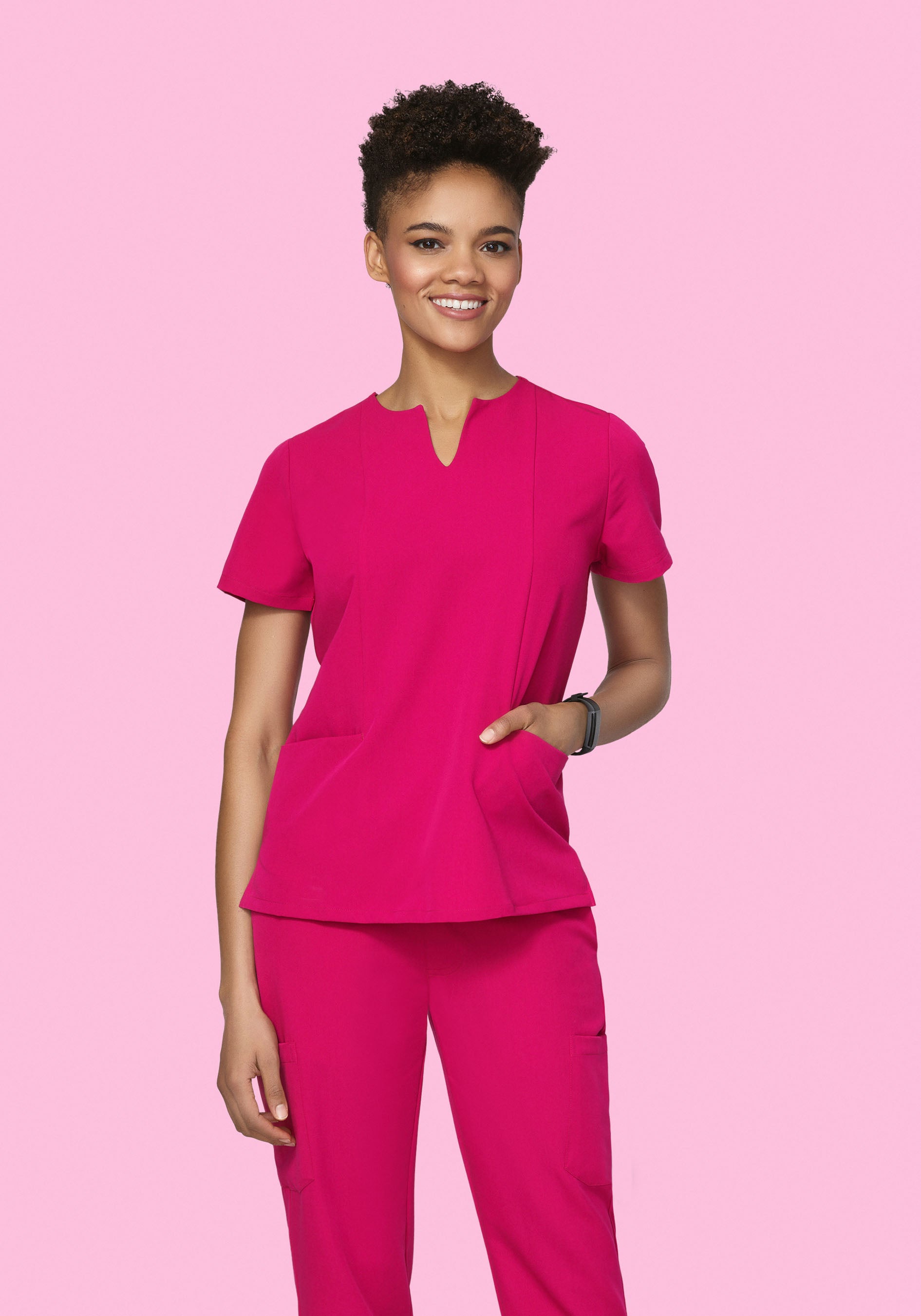 5 Pocket Notch Neck Top Raspberry