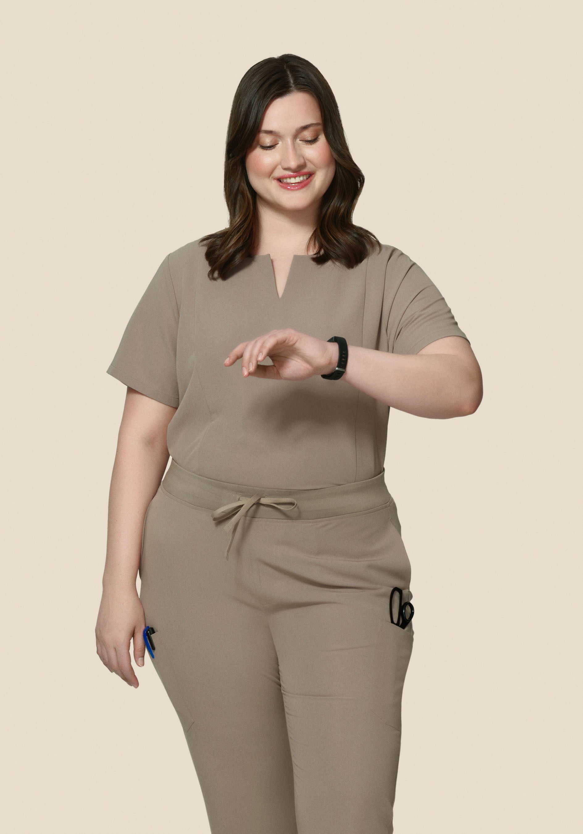 5 Pocket Notch Neck Top Macchiato