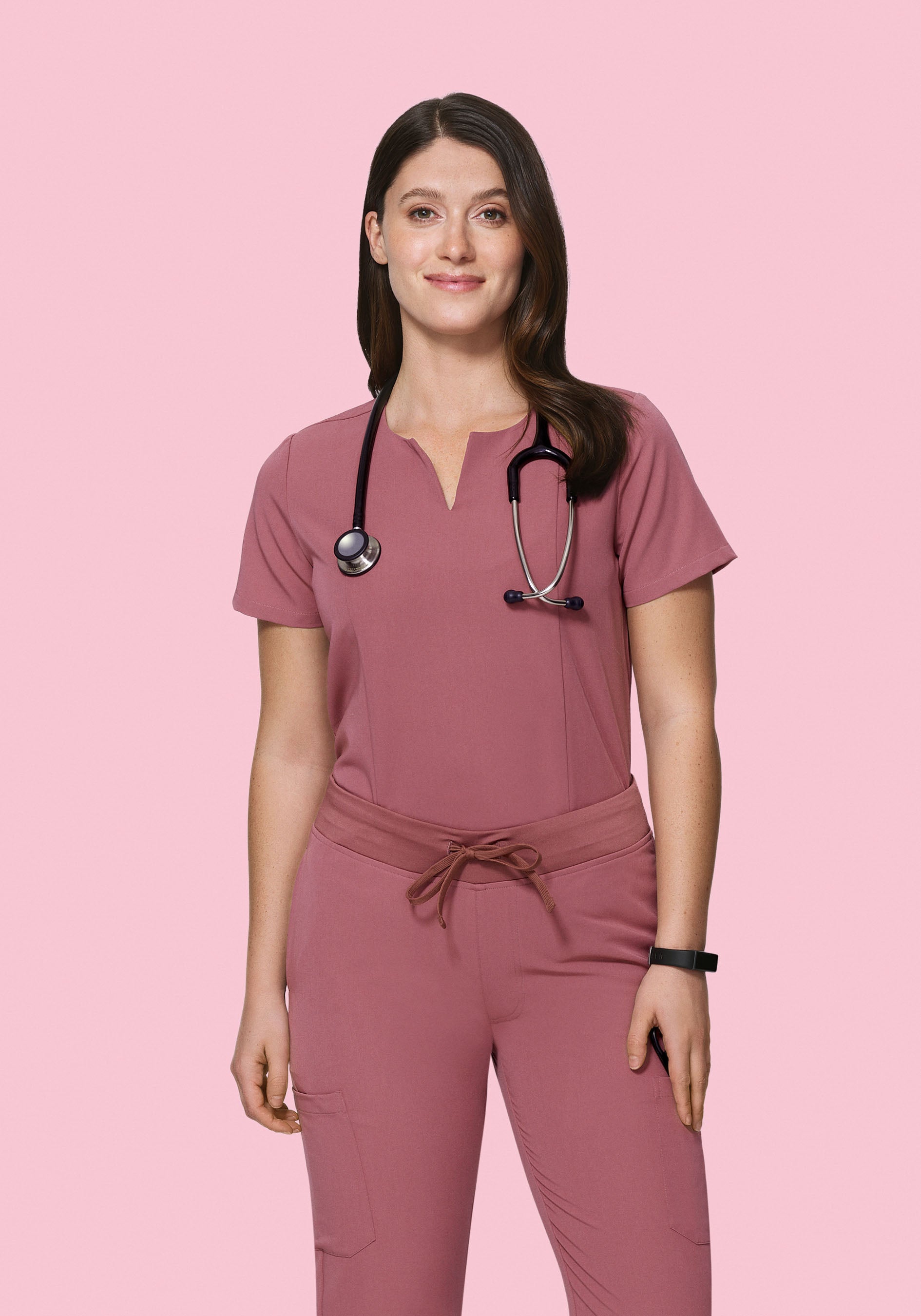 5 Pocket Notch Neck Top Mauve