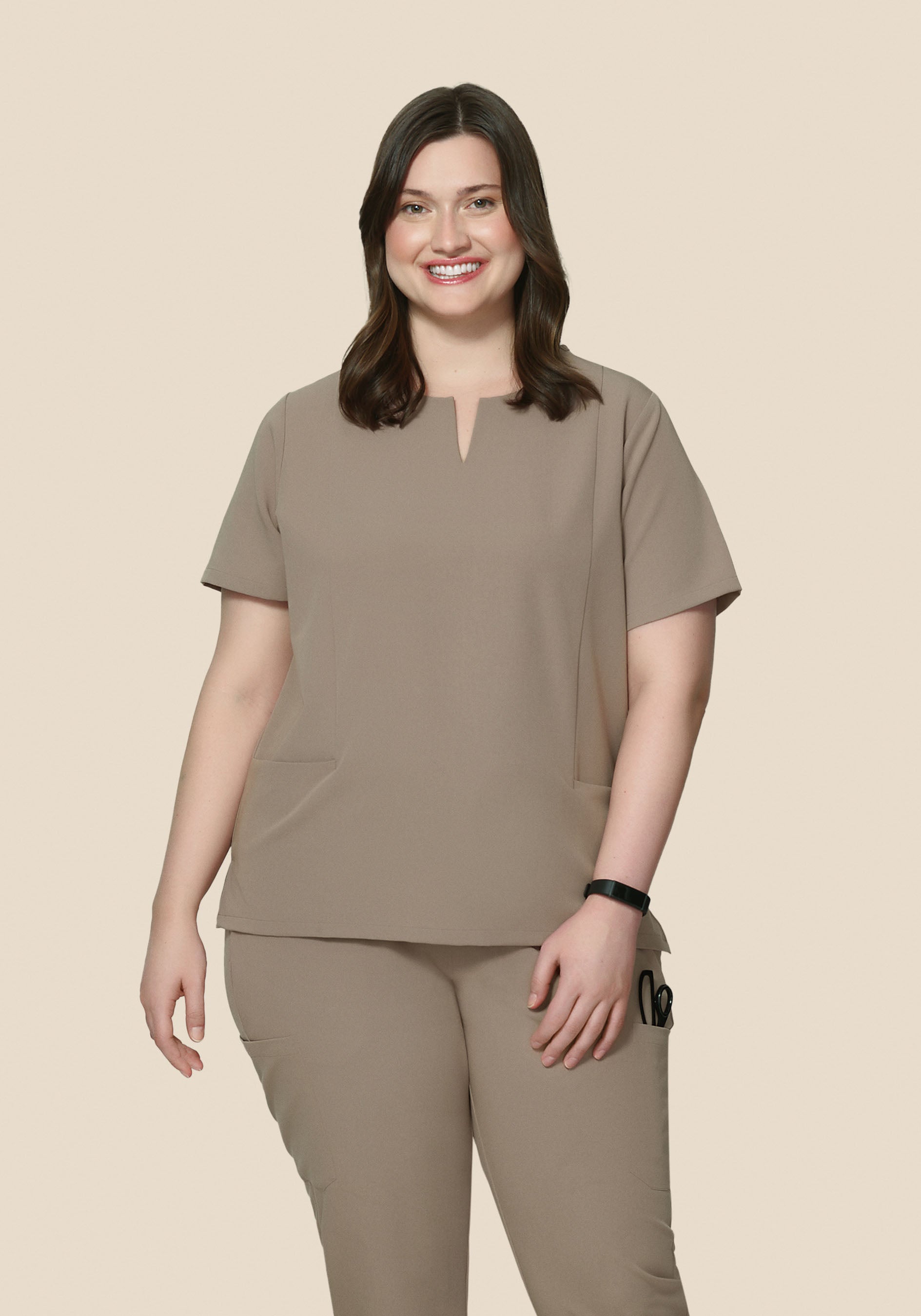 5 Pocket Notch Neck Top Macchiato